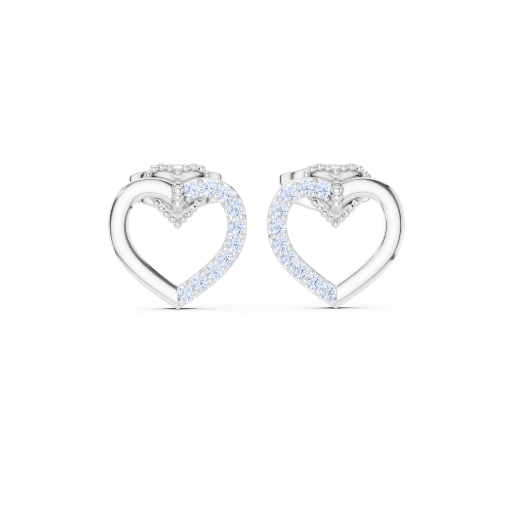 Regal Sparkle Open Heart Diamond Earrings