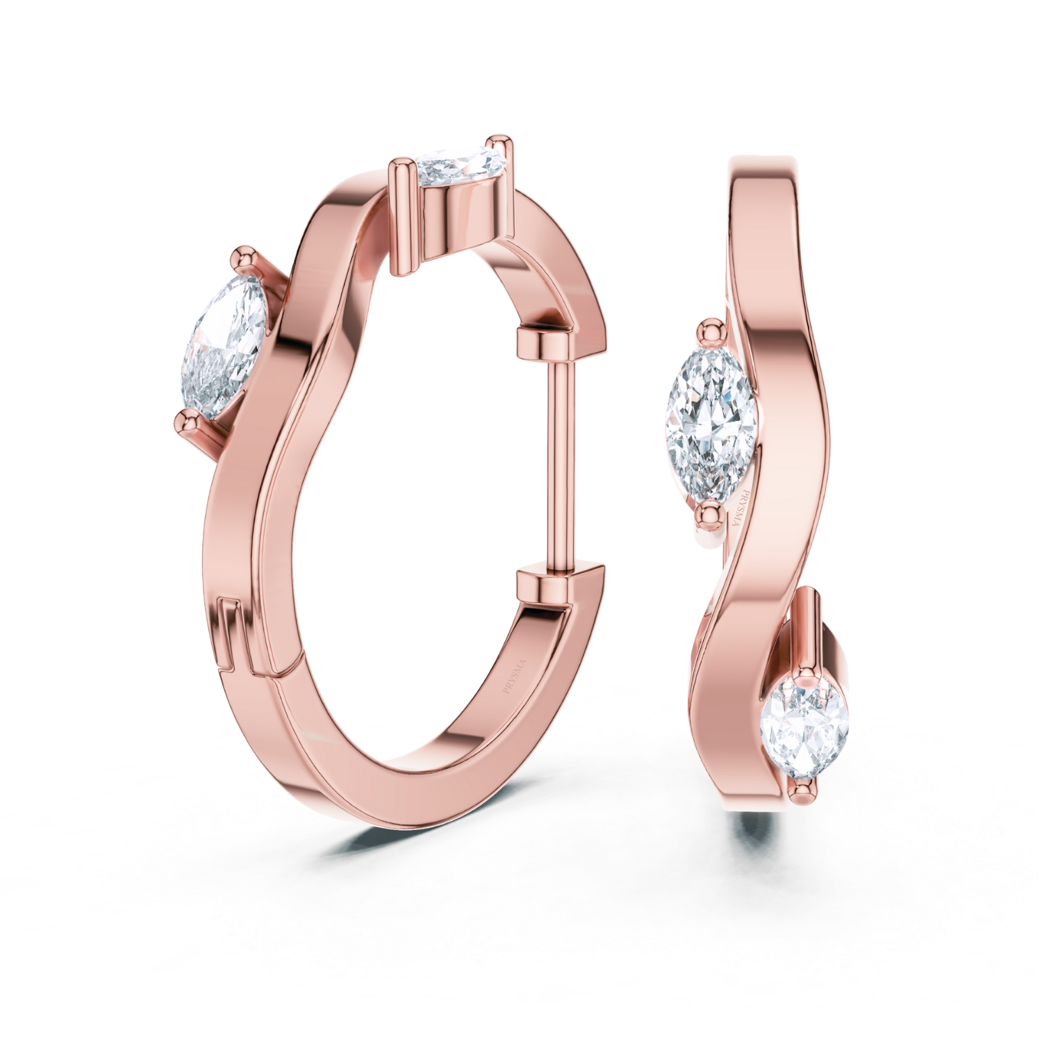 Elegant Wave Diamond Huggie Earrings