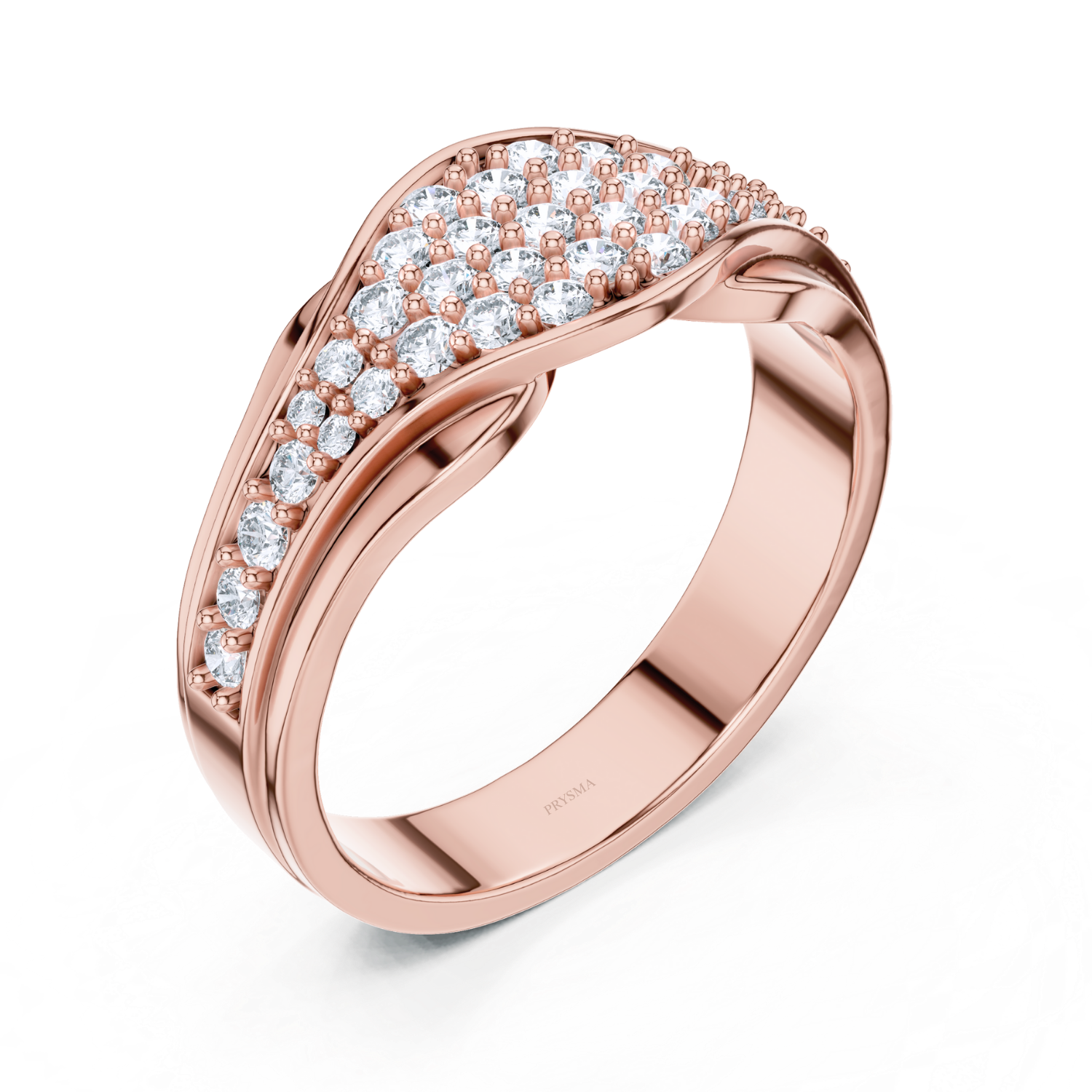 Elegant Wave Pave Diamond Ring