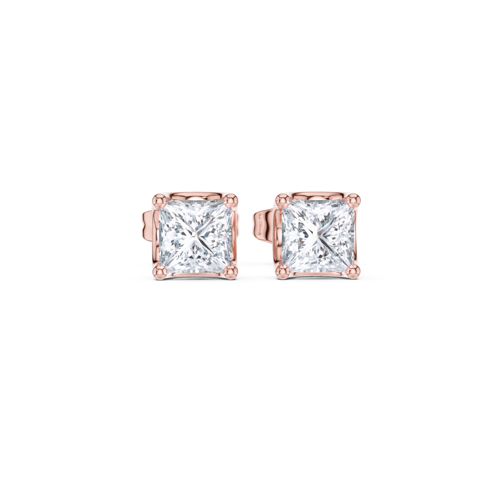 Regal Princess-Cut Diamond Stud Earrings