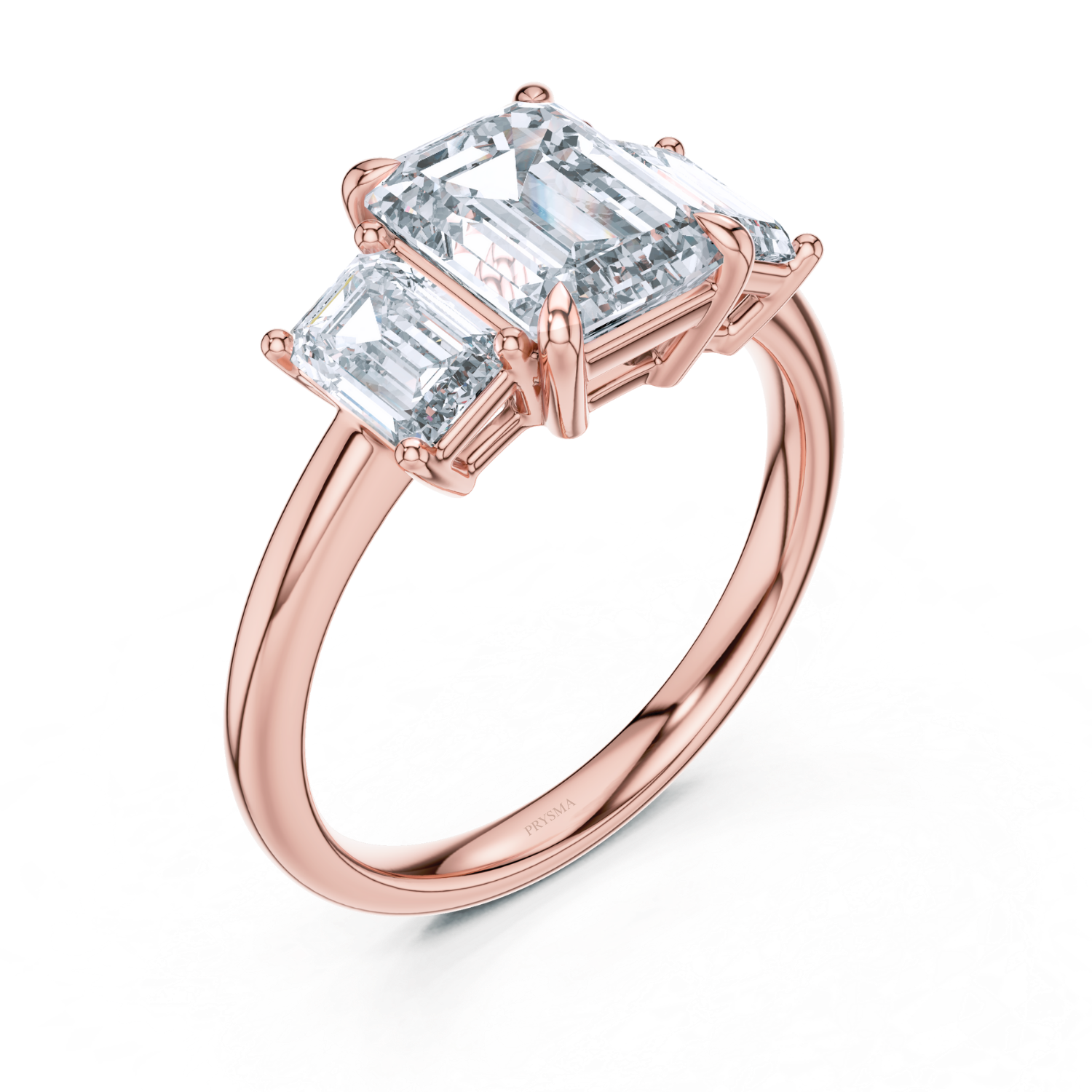Emerald-Cut Three-Stone Diamond Ring
