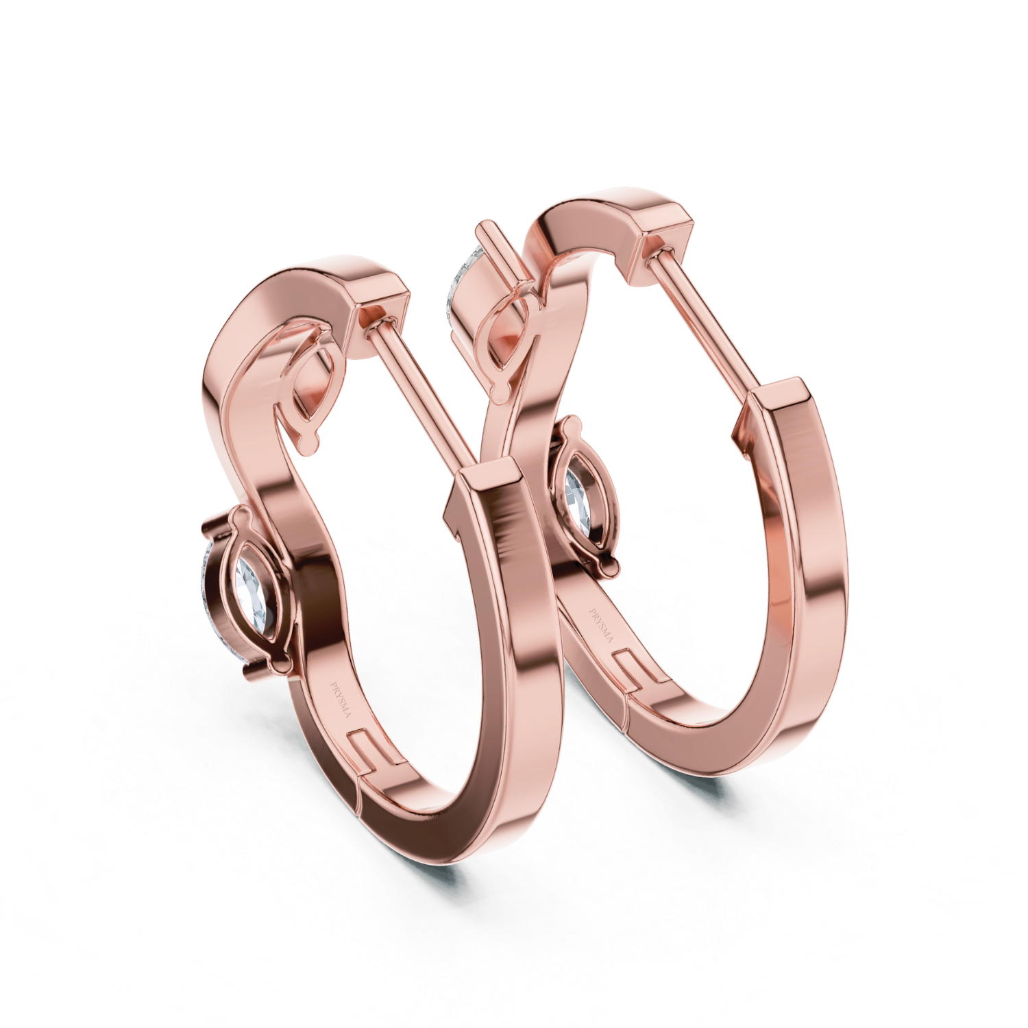 Elegant Wave Diamond Huggie Earrings