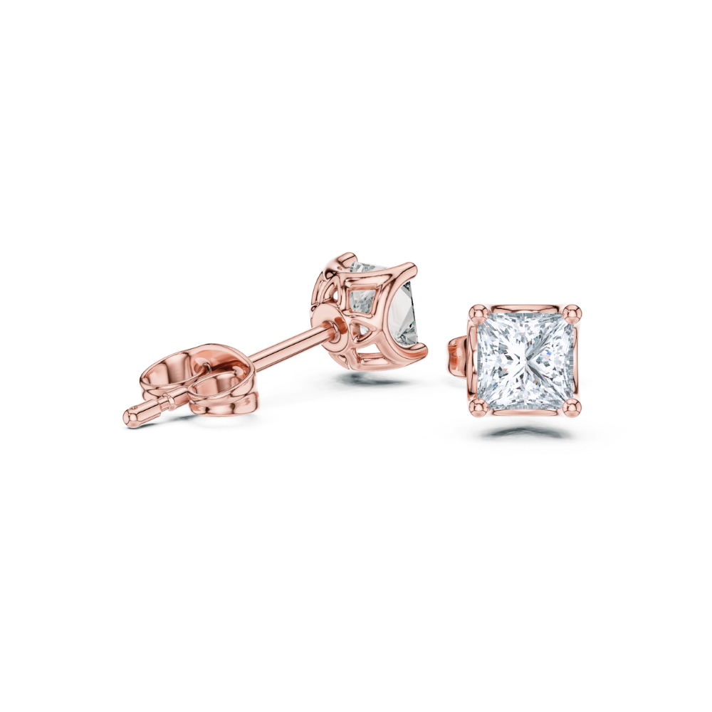 Regal Princess-Cut Diamond Stud Earrings