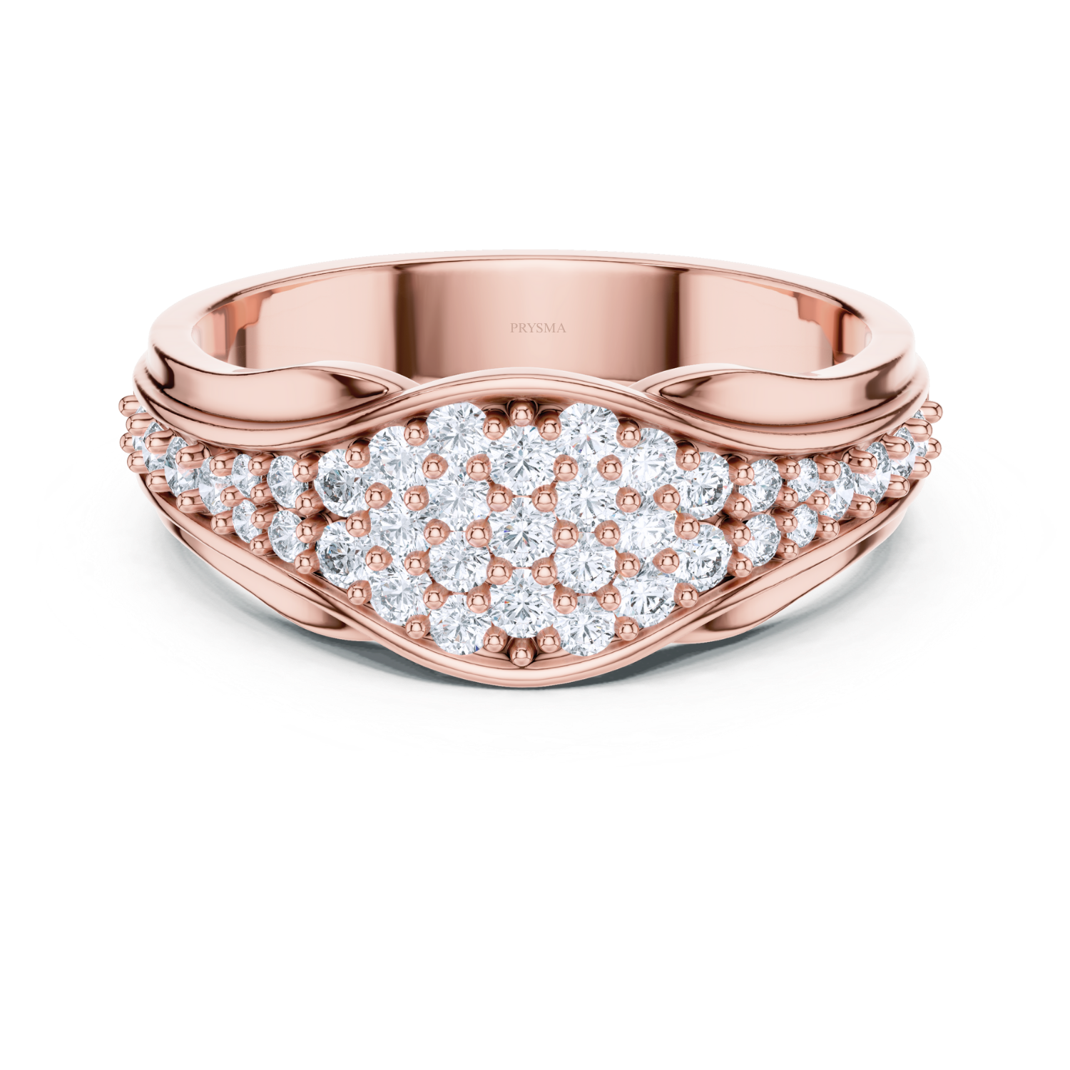Elegant Wave Pave Diamond Ring