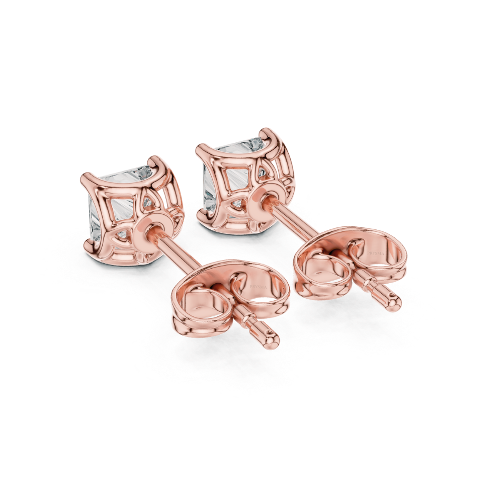 Regal Princess-Cut Diamond Stud Earrings