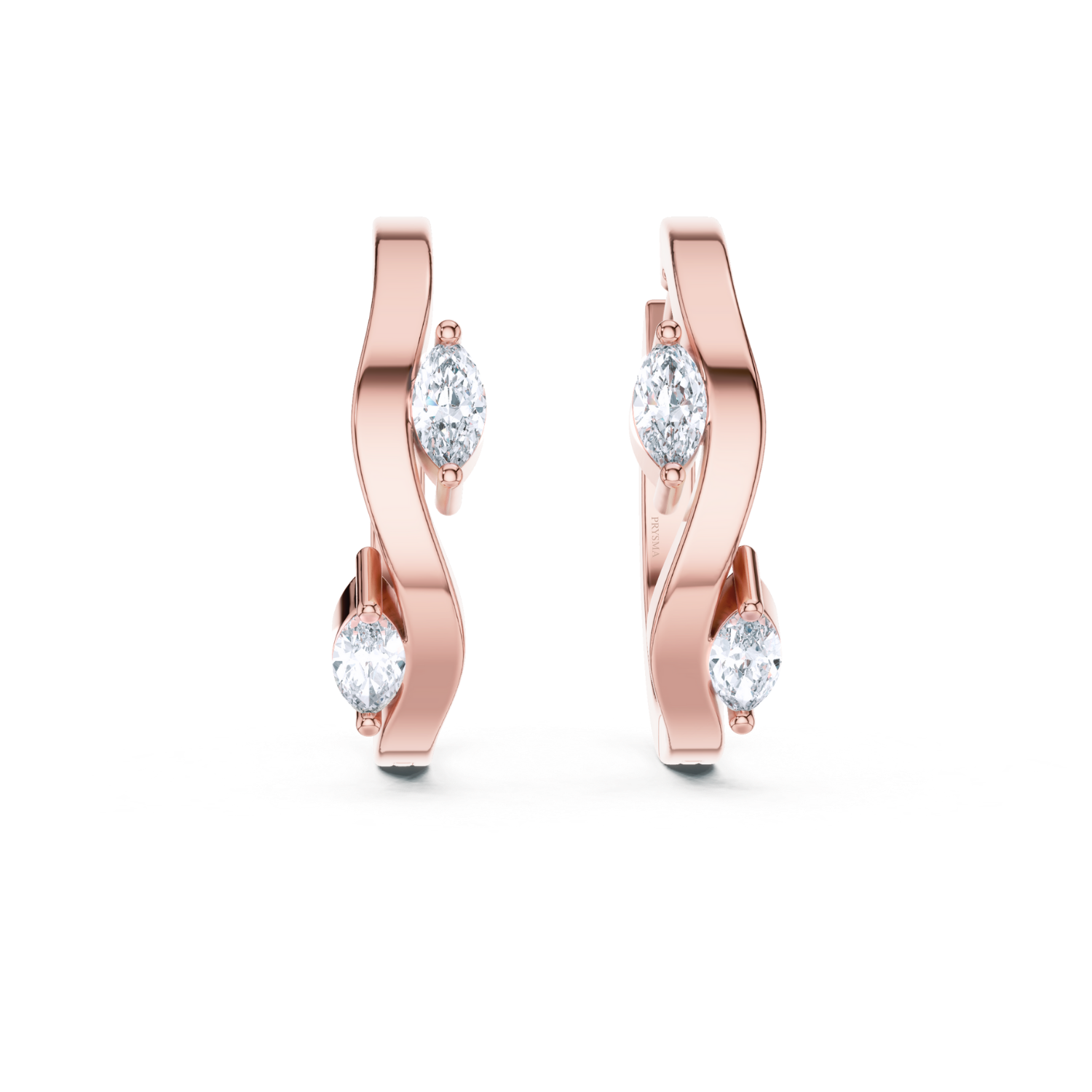 Elegant Wave Diamond Huggie Earrings