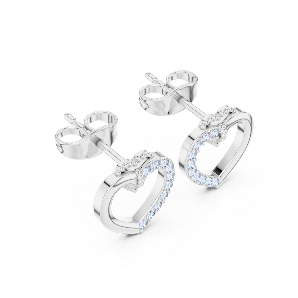 Regal Sparkle Open Heart Diamond Earrings