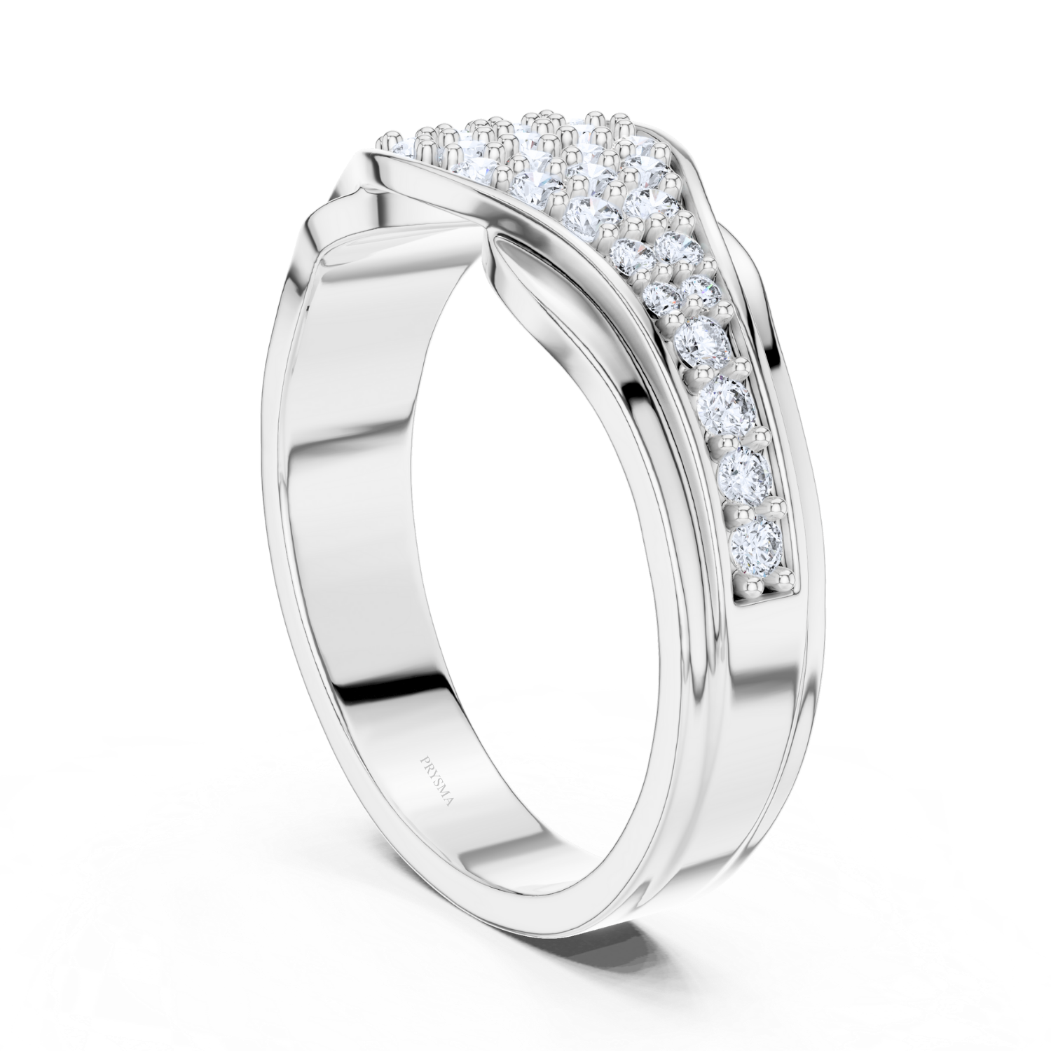 Elegant Wave Pave Diamond Ring