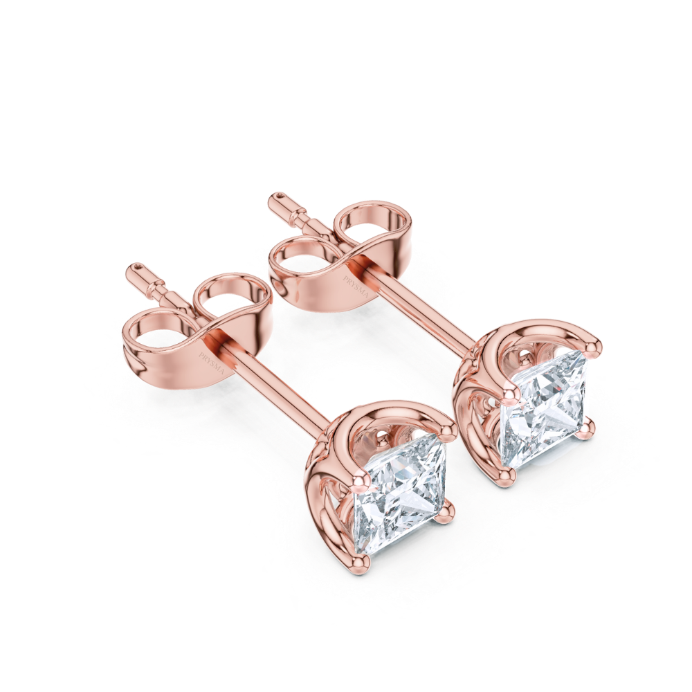 Regal Princess-Cut Diamond Stud Earrings