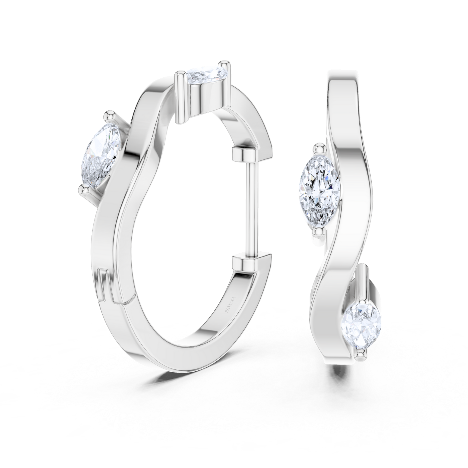 Elegant Wave Diamond Huggie Earrings