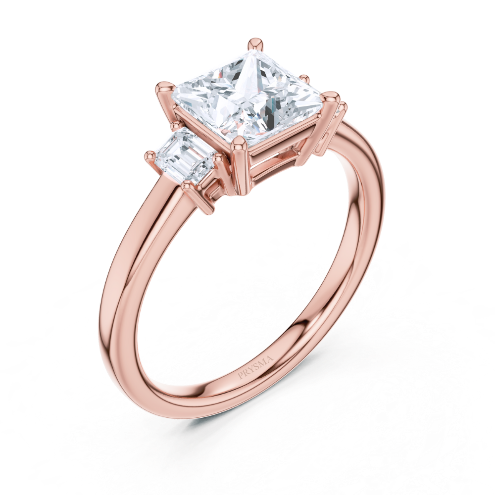 Regal Radiance Princess-Cut Three-Stone Ring