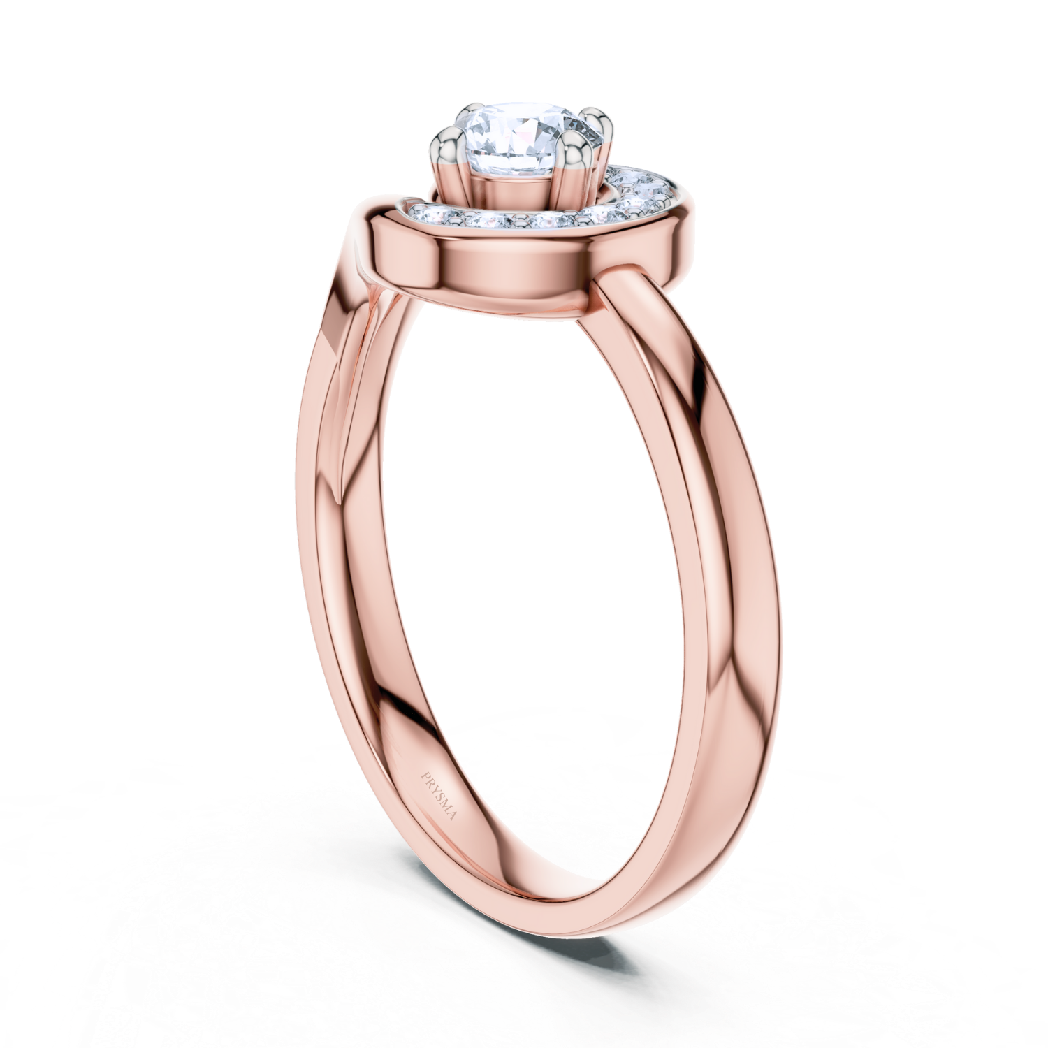 Crescent Halo Diamond Ring
