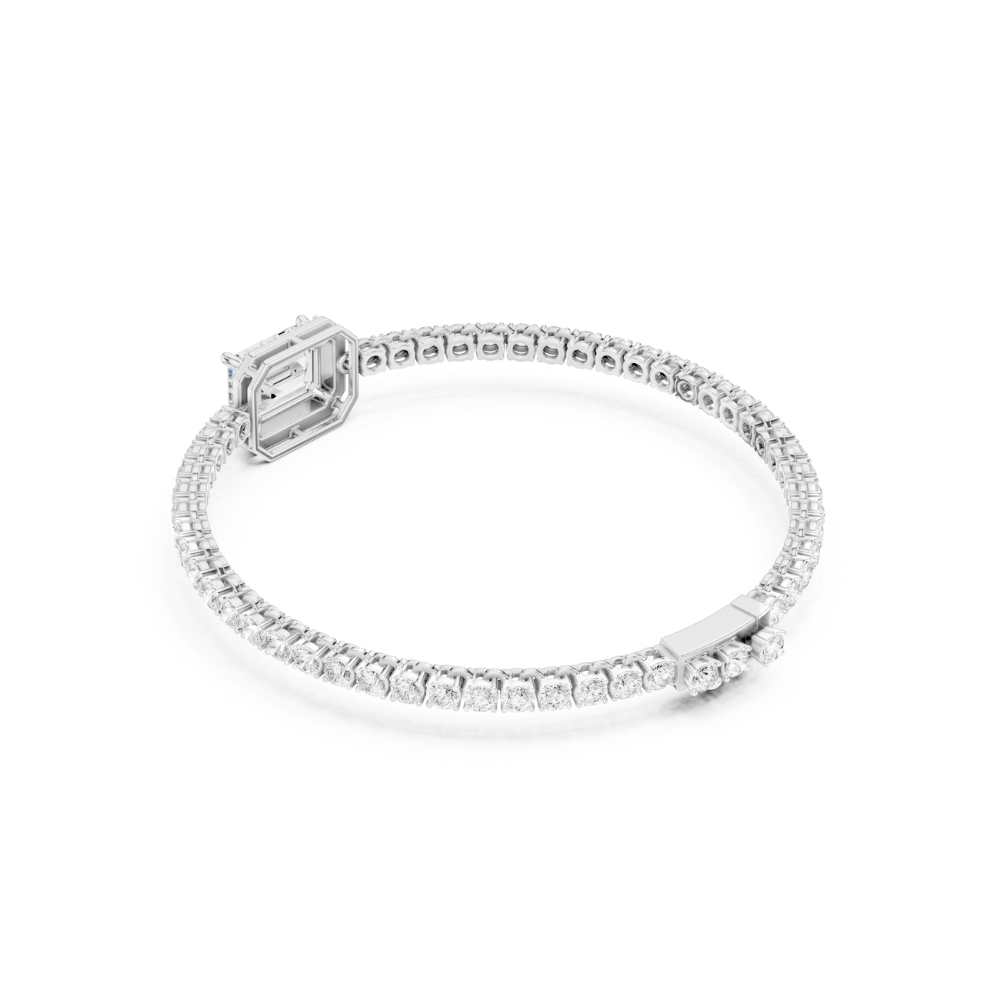 Solara Emerald-Cut Halo Diamond Bracelet