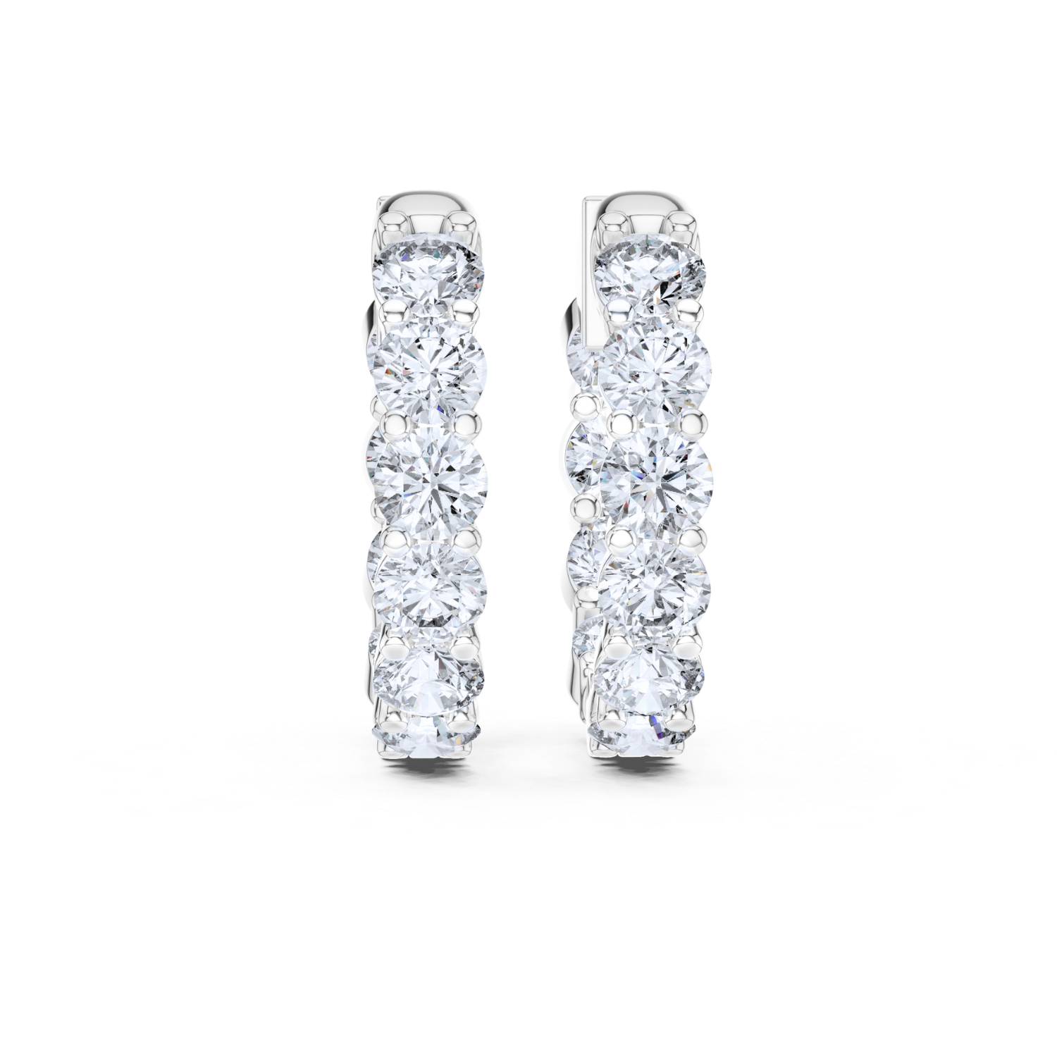 Single Row Vault Lock Diamond Earring Hoops