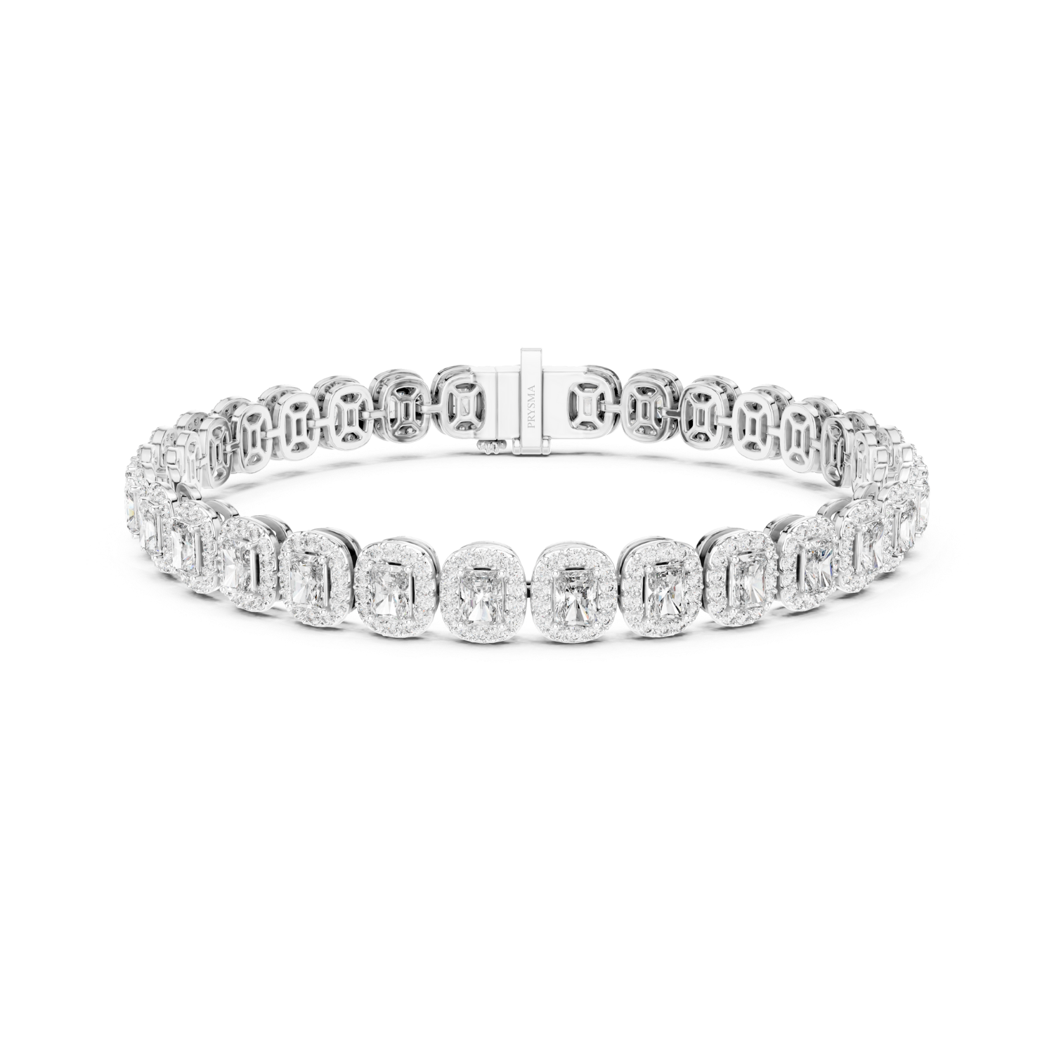 Radiant-Cut Diamond Halo Tennis Bracelet