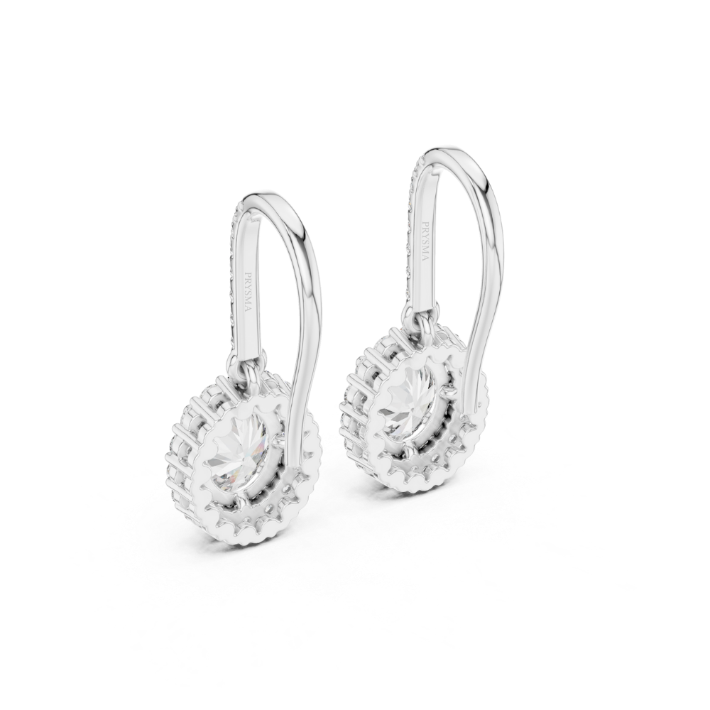 Radiant Halo Oval Drop Diamond Earrings