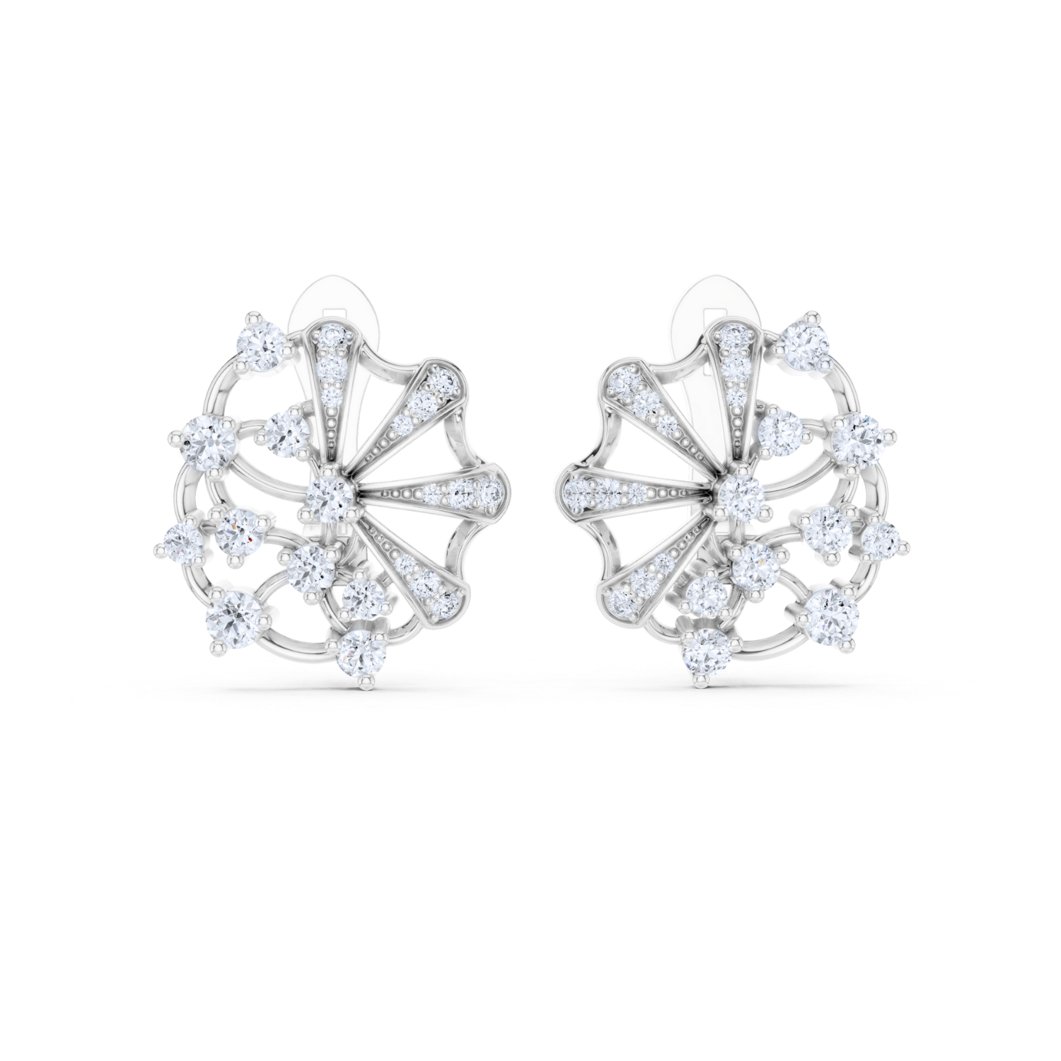 Fan-Inspired Diamond Earrings