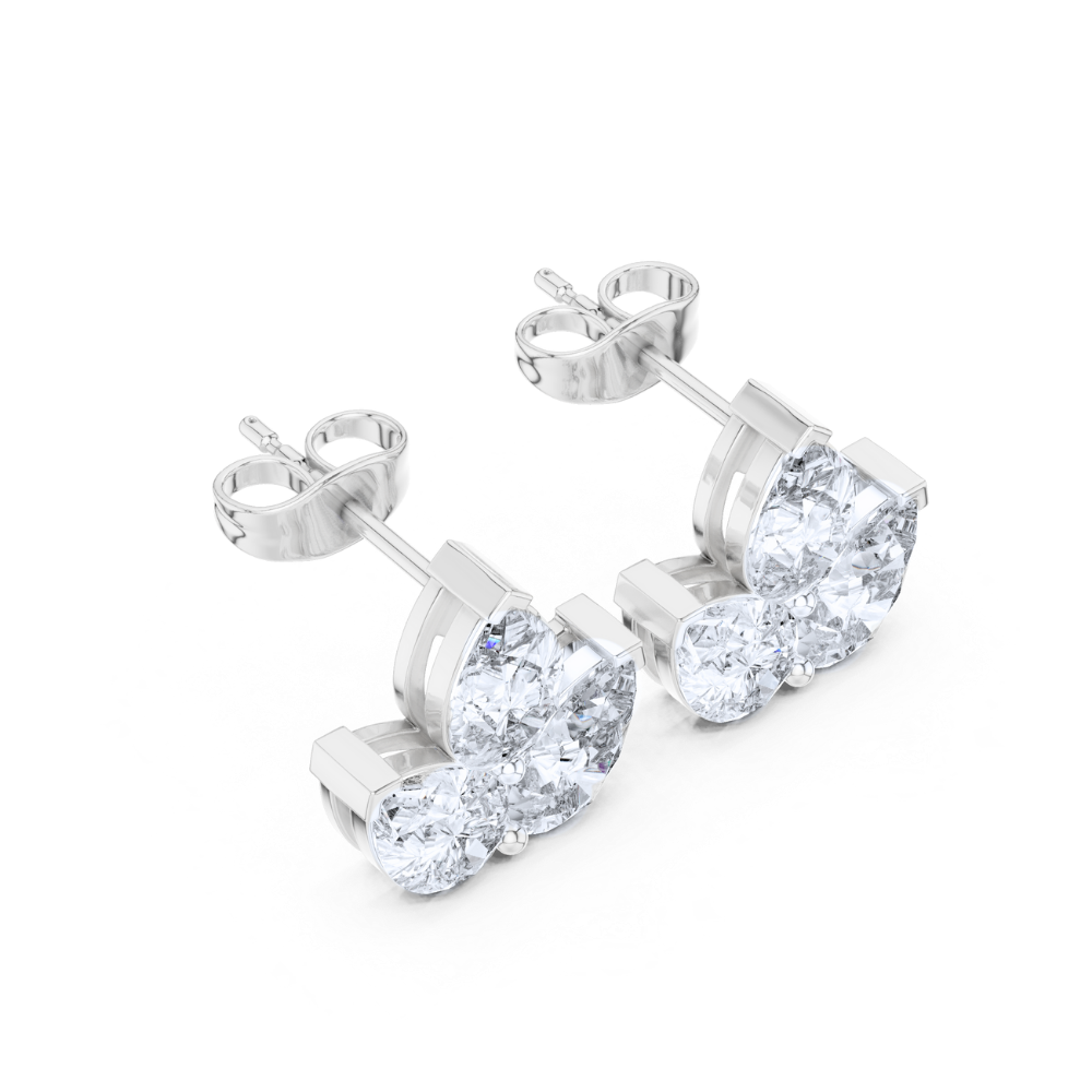Triple Bloom Pear Diamond Earrings