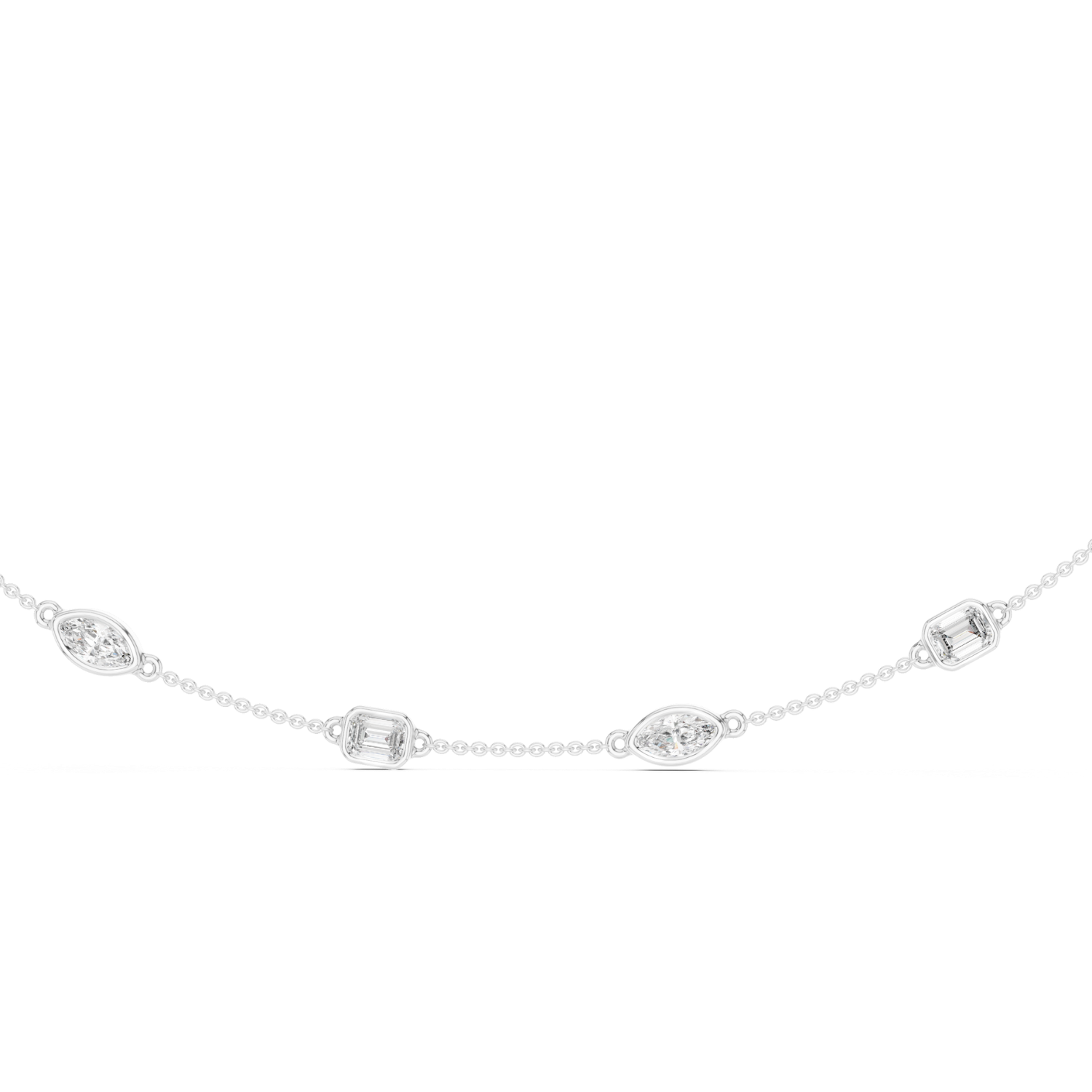 Bezel-Set Diamond Station Necklace