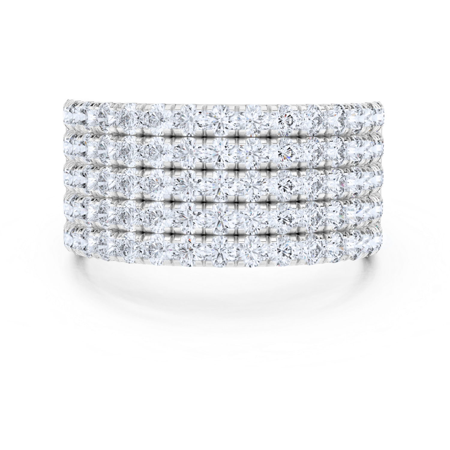 Wide Multi-Row Diamond Band Ring