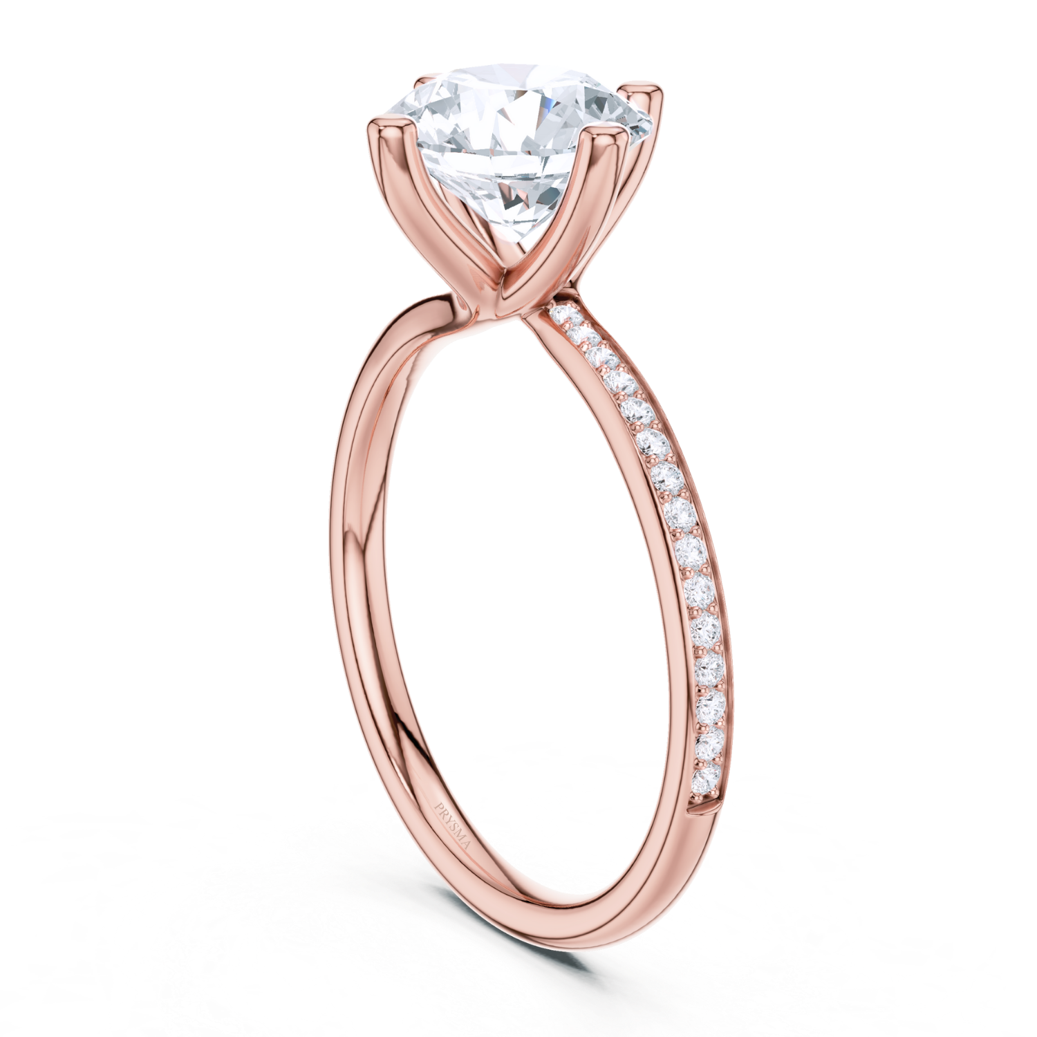 Classic Round Solitaire Pave Ring