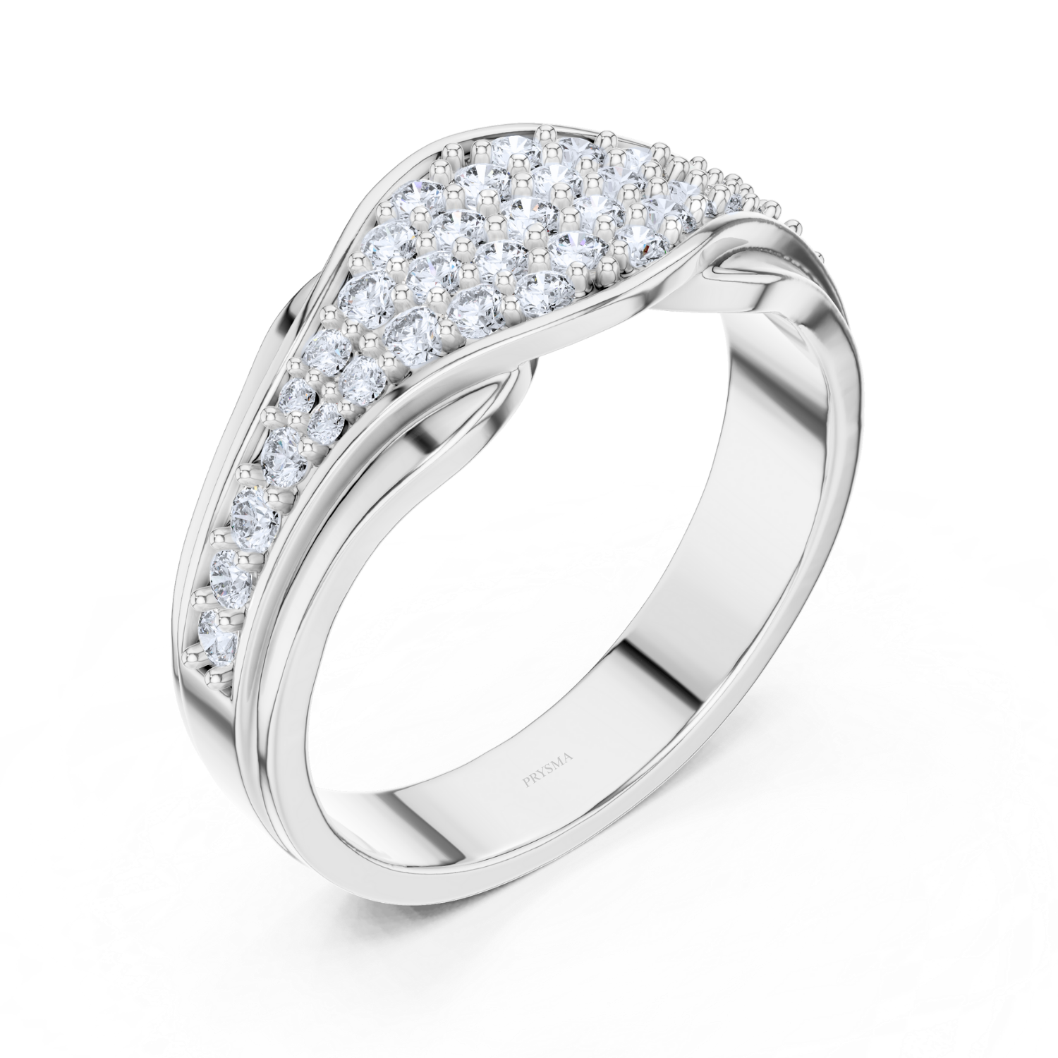 Elegant Wave Pave Diamond Ring
