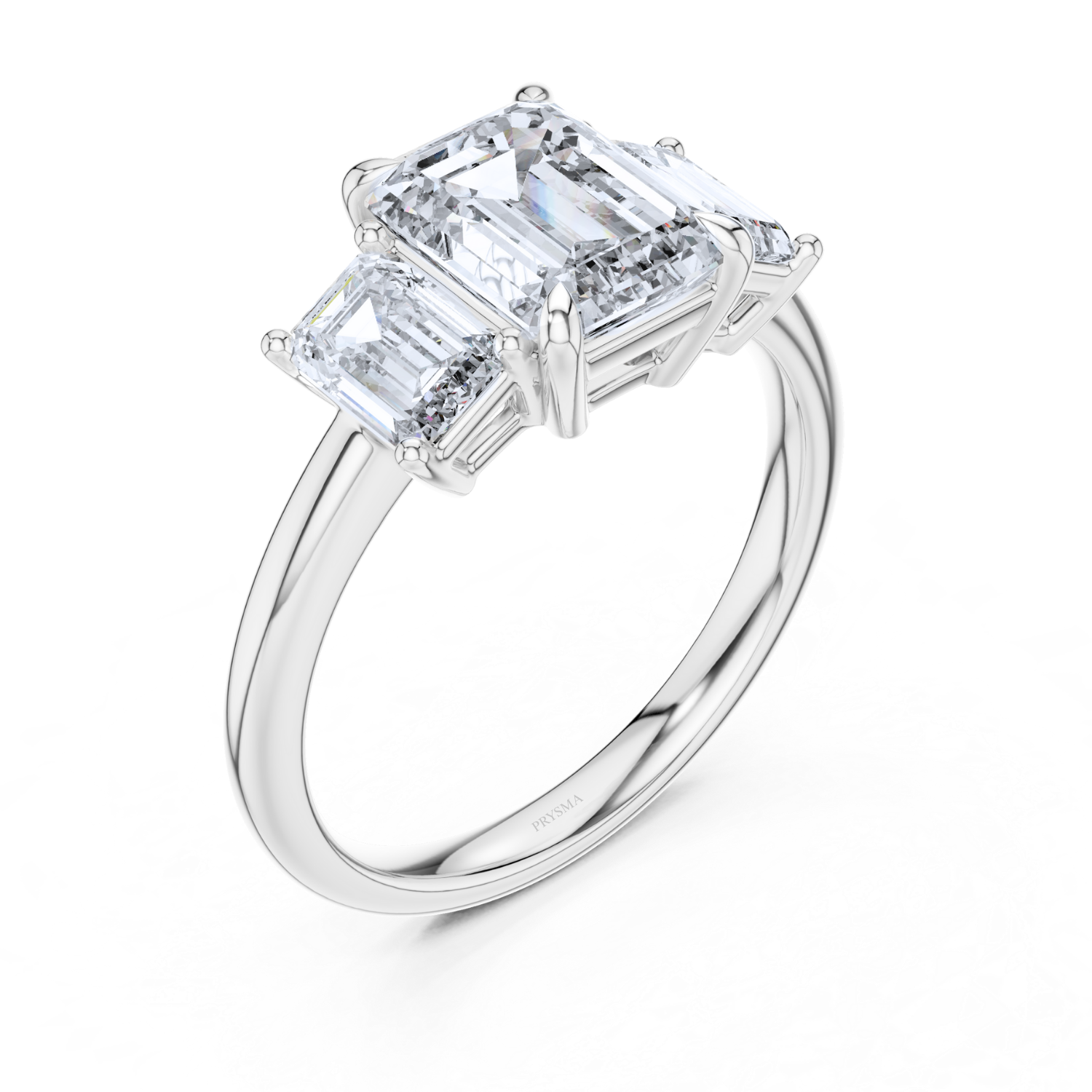 Emerald-Cut Three-Stone Diamond Ring