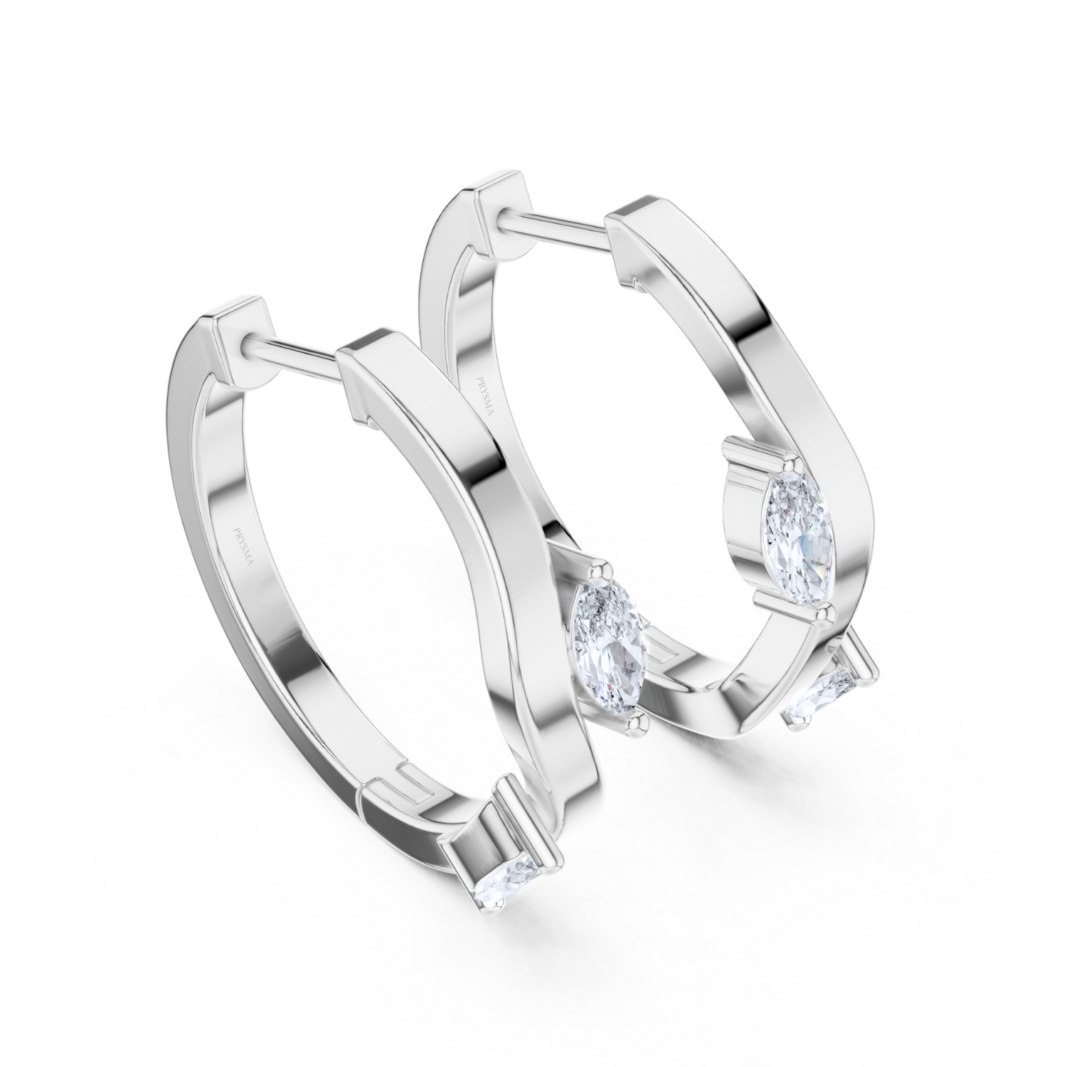 Elegant Wave Diamond Huggie Earrings