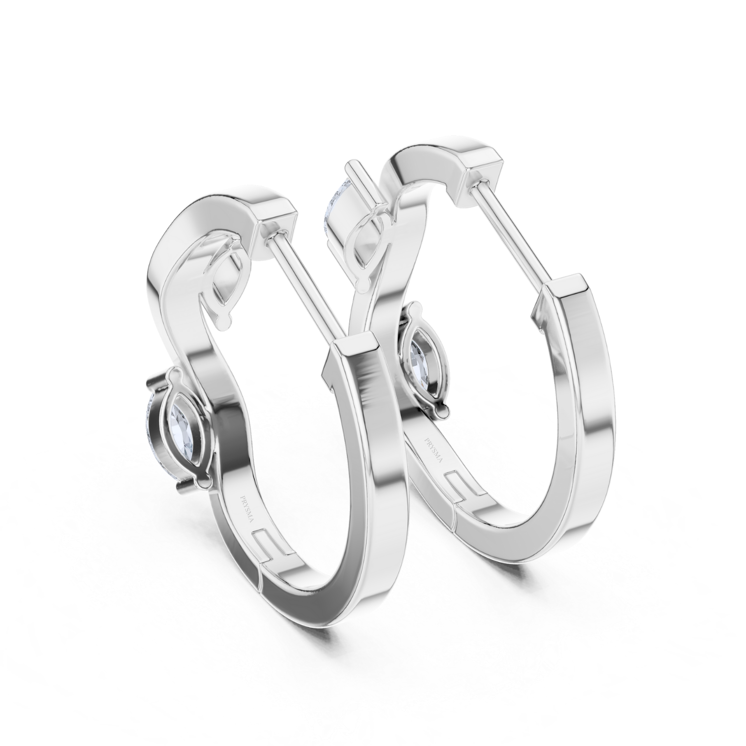 Elegant Wave Diamond Huggie Earrings