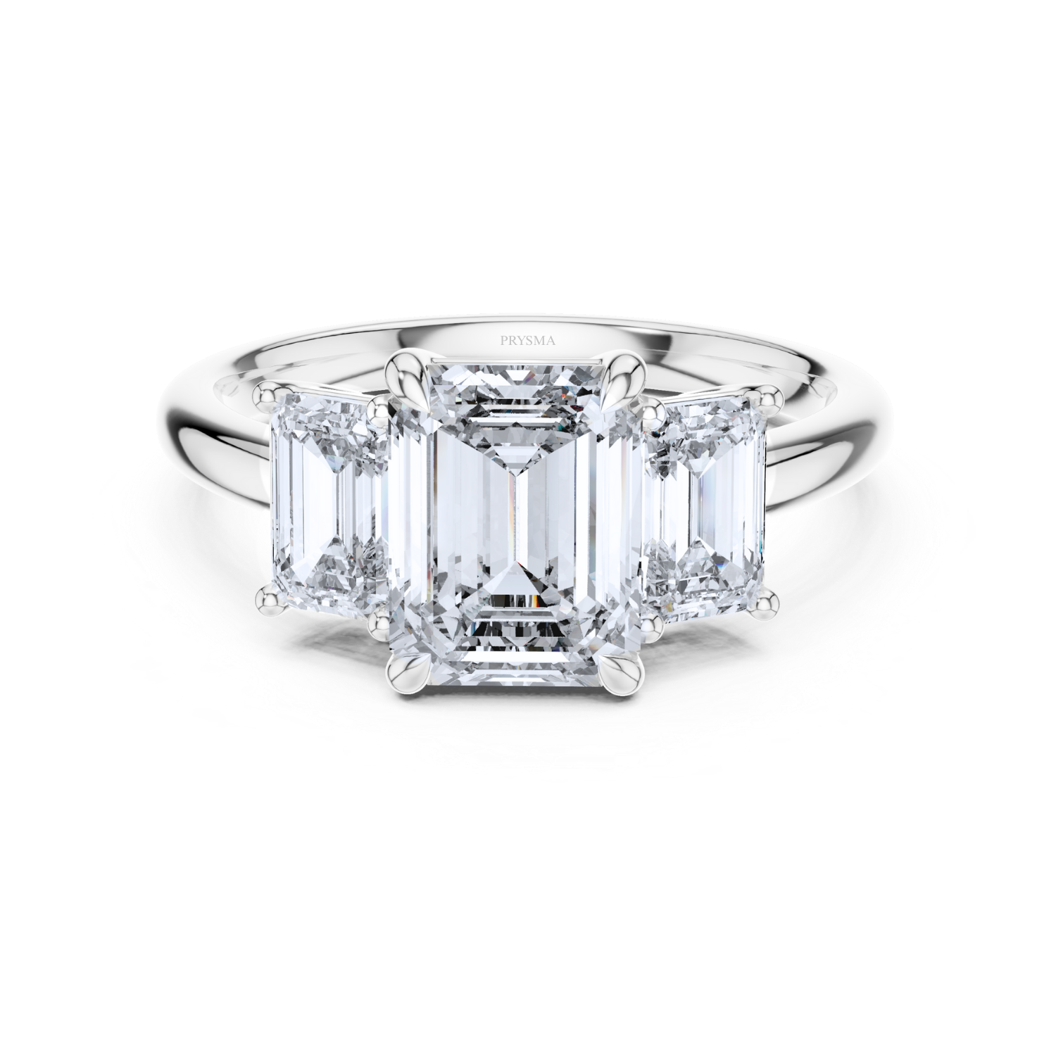Emerald-Cut Three-Stone Diamond Ring