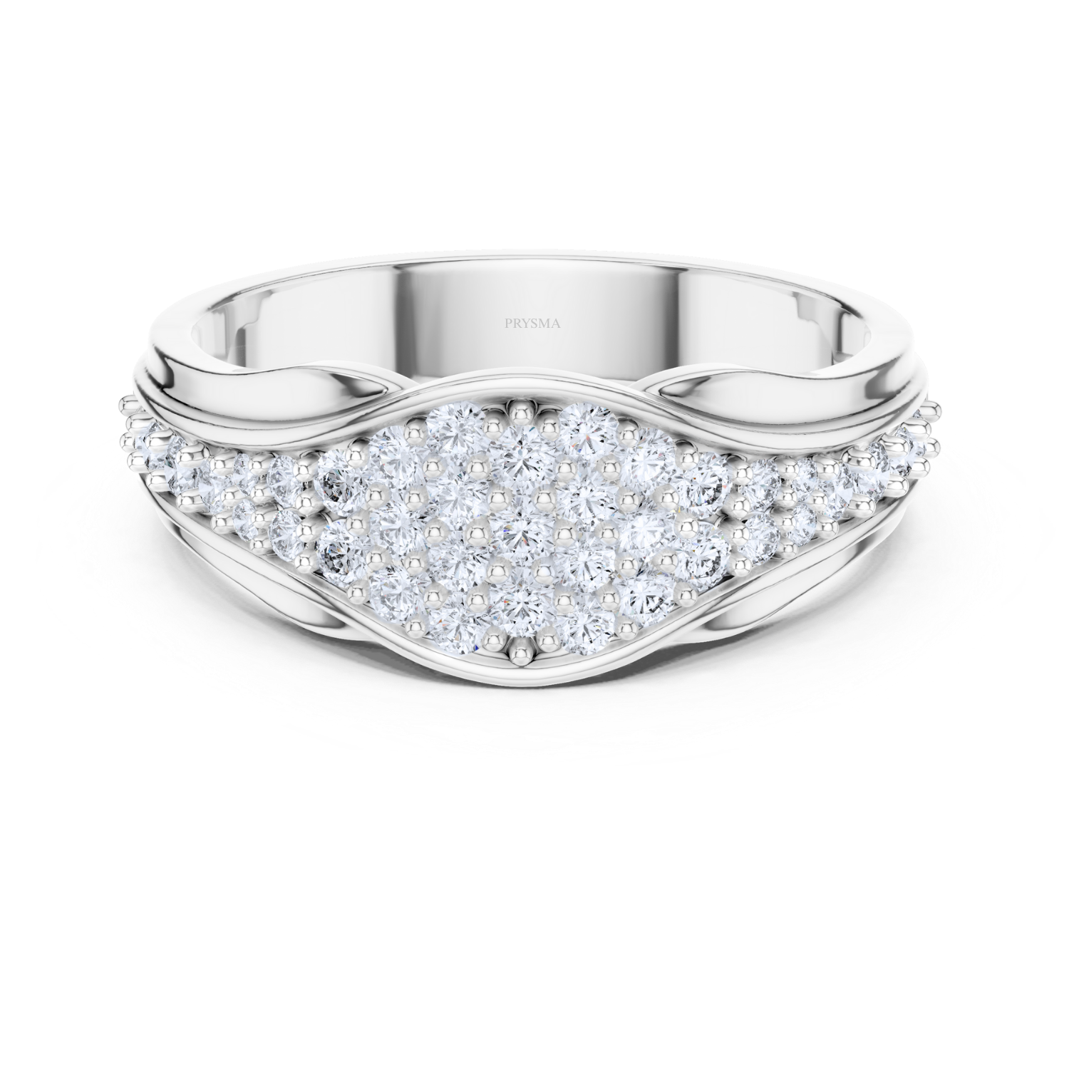 Elegant Wave Pave Diamond Ring