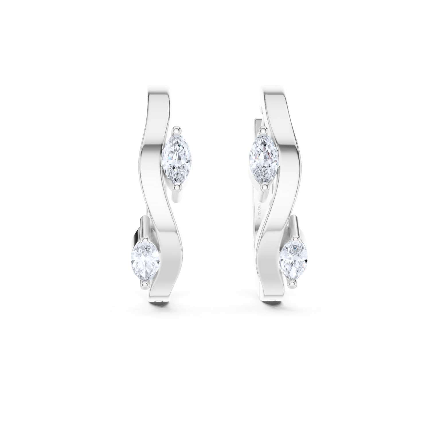 Elegant Wave Diamond Huggie Earrings