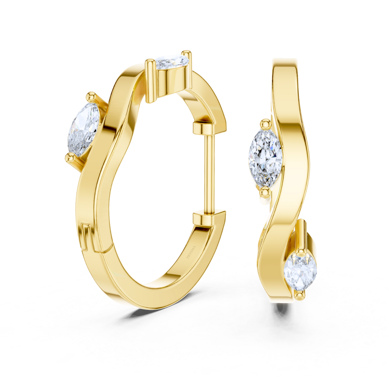 Elegant Wave Diamond Huggie Earrings