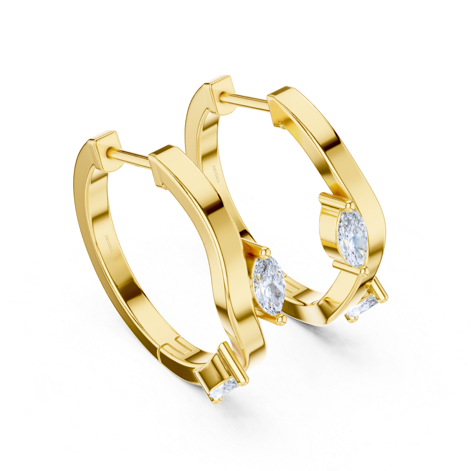 Elegant Wave Diamond Huggie Earrings