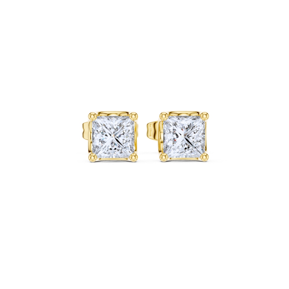 Regal Princess-Cut Diamond Stud Earrings