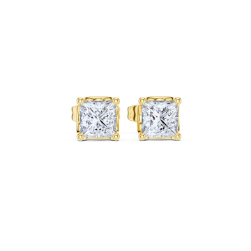 Regal Princess-Cut Diamond Stud Earrings