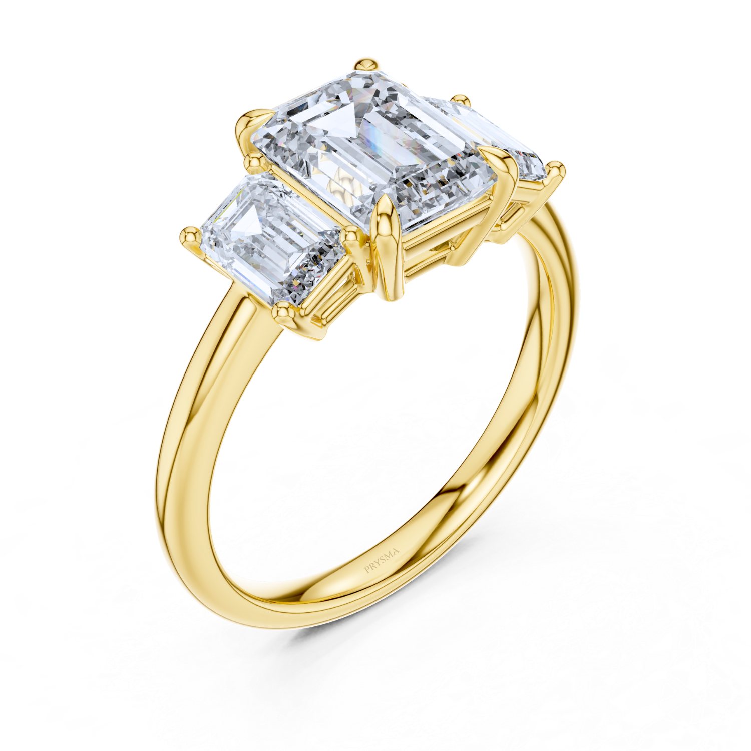 Emerald-Cut Three-Stone Diamond Ring
