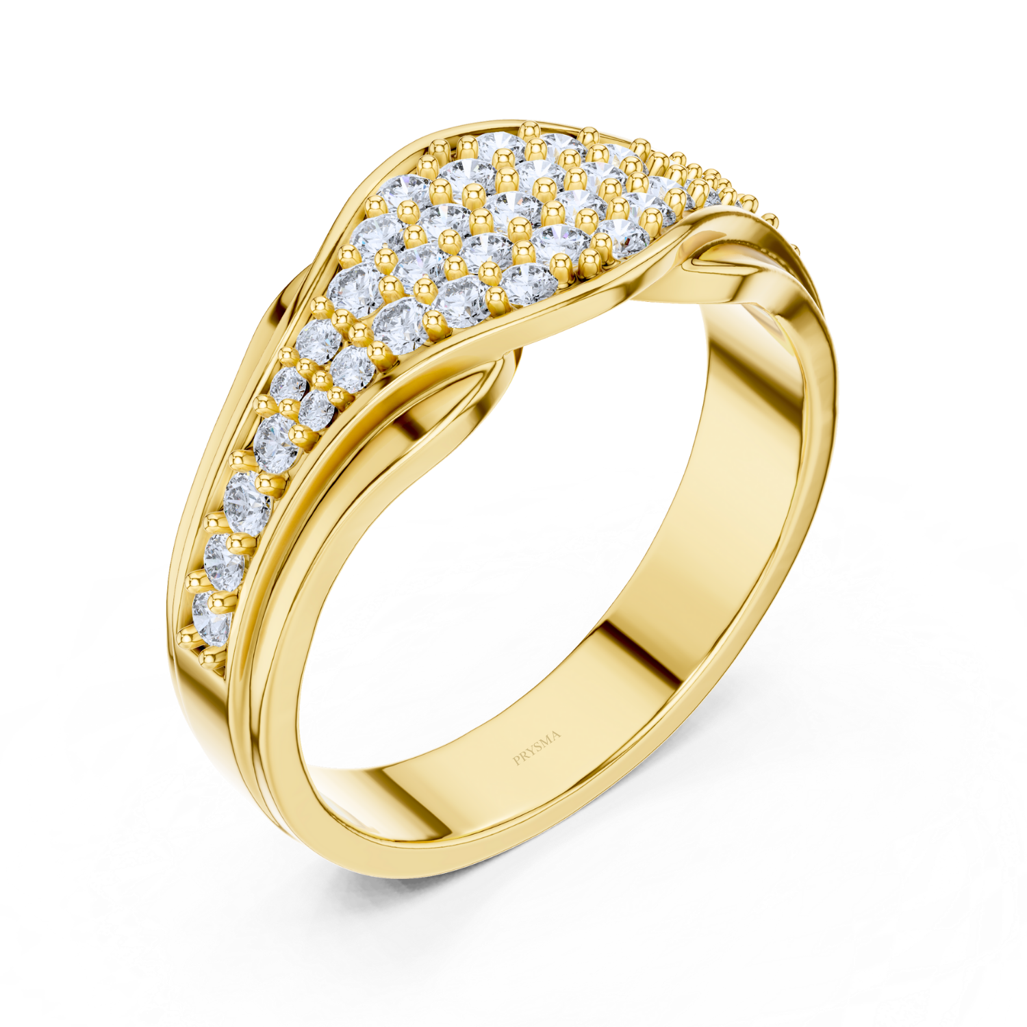 Elegant Wave Pave Diamond Ring