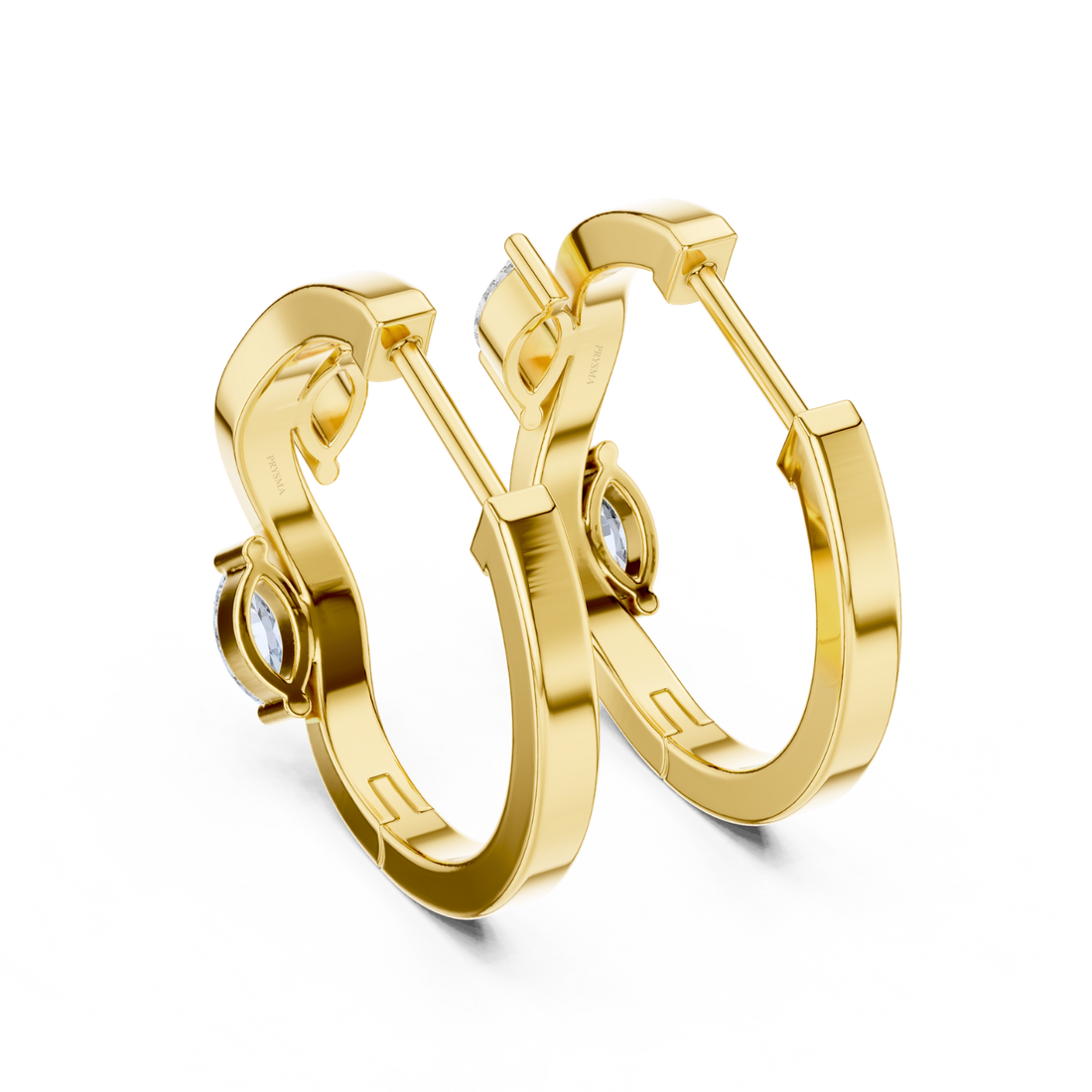 Elegant Wave Diamond Huggie Earrings