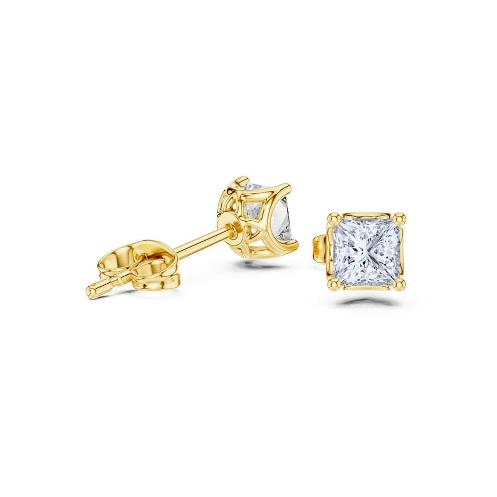 Regal Princess-Cut Diamond Stud Earrings