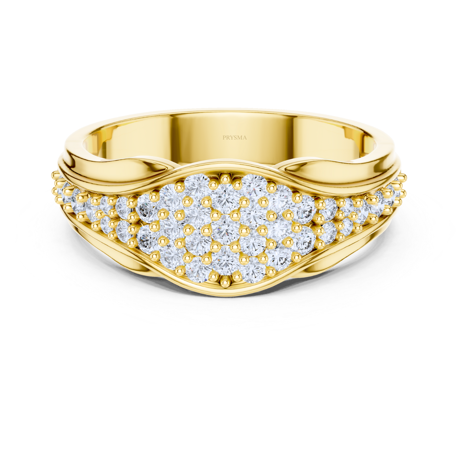 Elegant Wave Pave Diamond Ring