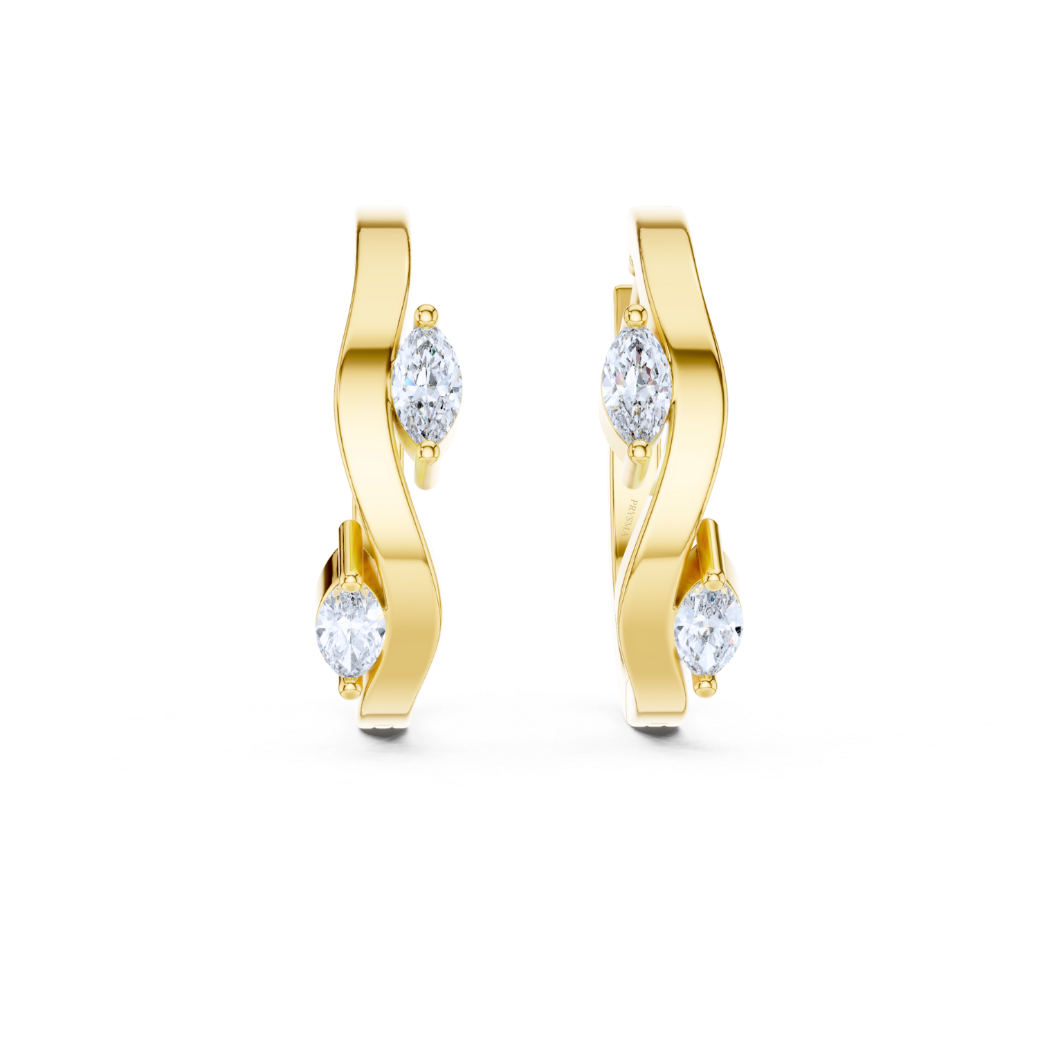 Elegant Wave Diamond Huggie Earrings