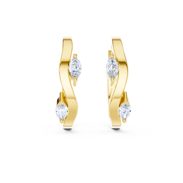 Elegant Wave Diamond Huggie Earrings