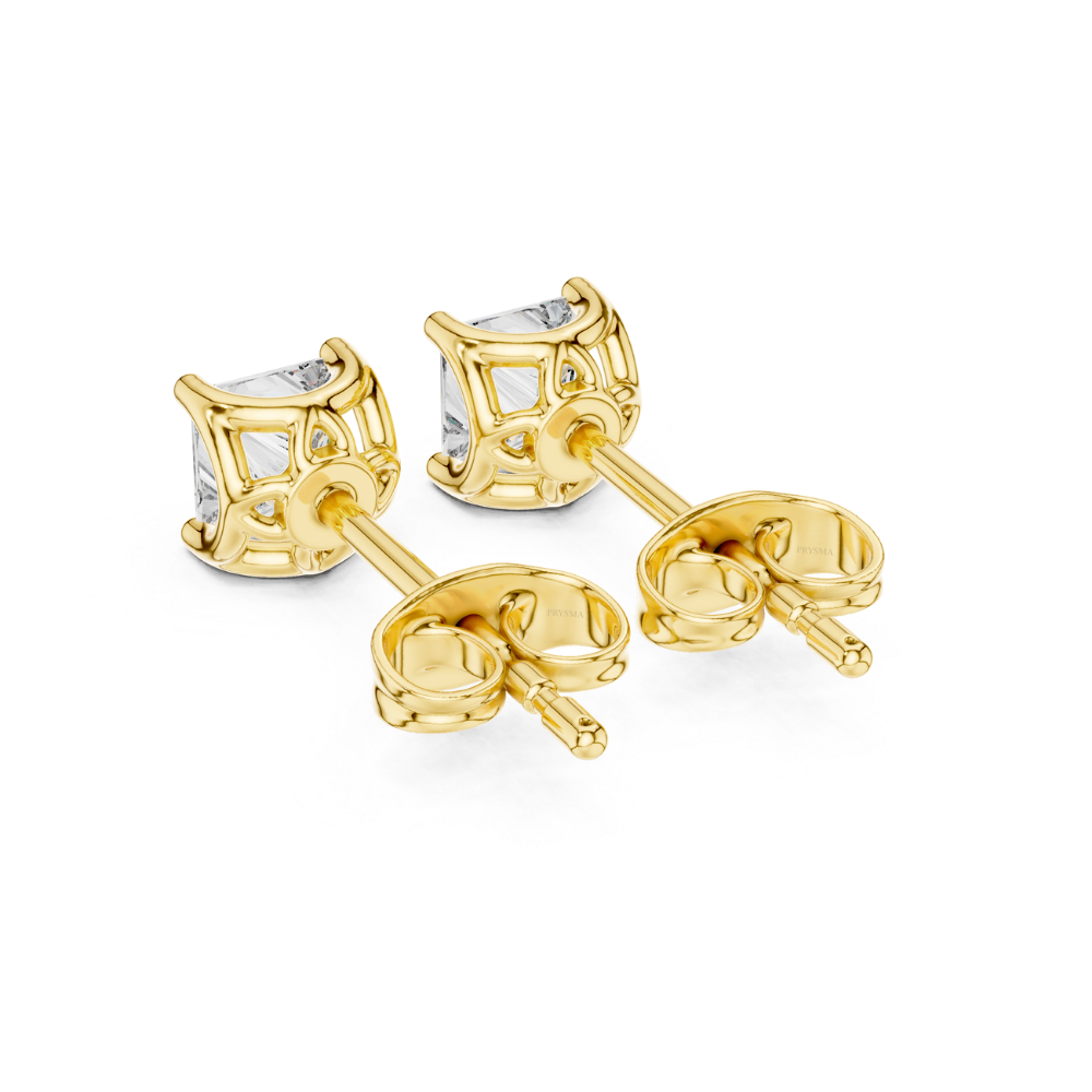 Regal Princess-Cut Diamond Stud Earrings