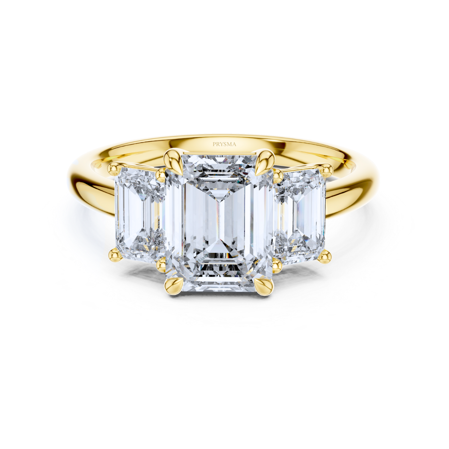 Emerald-Cut Three-Stone Diamond Ring