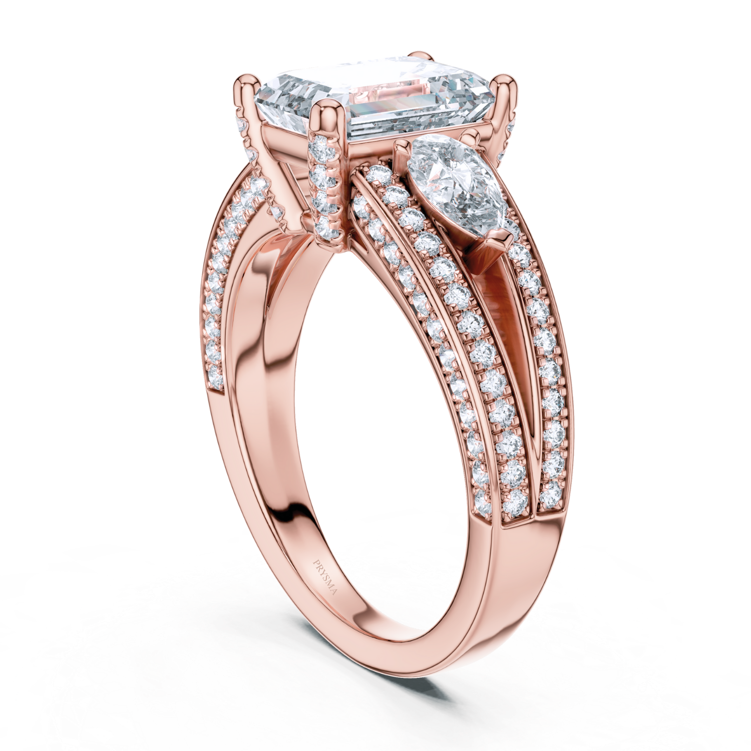 Emerald-Cut Diamond Split-Shank Ring