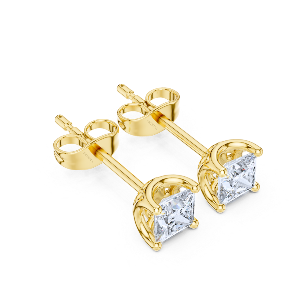 Regal Princess-Cut Diamond Stud Earrings