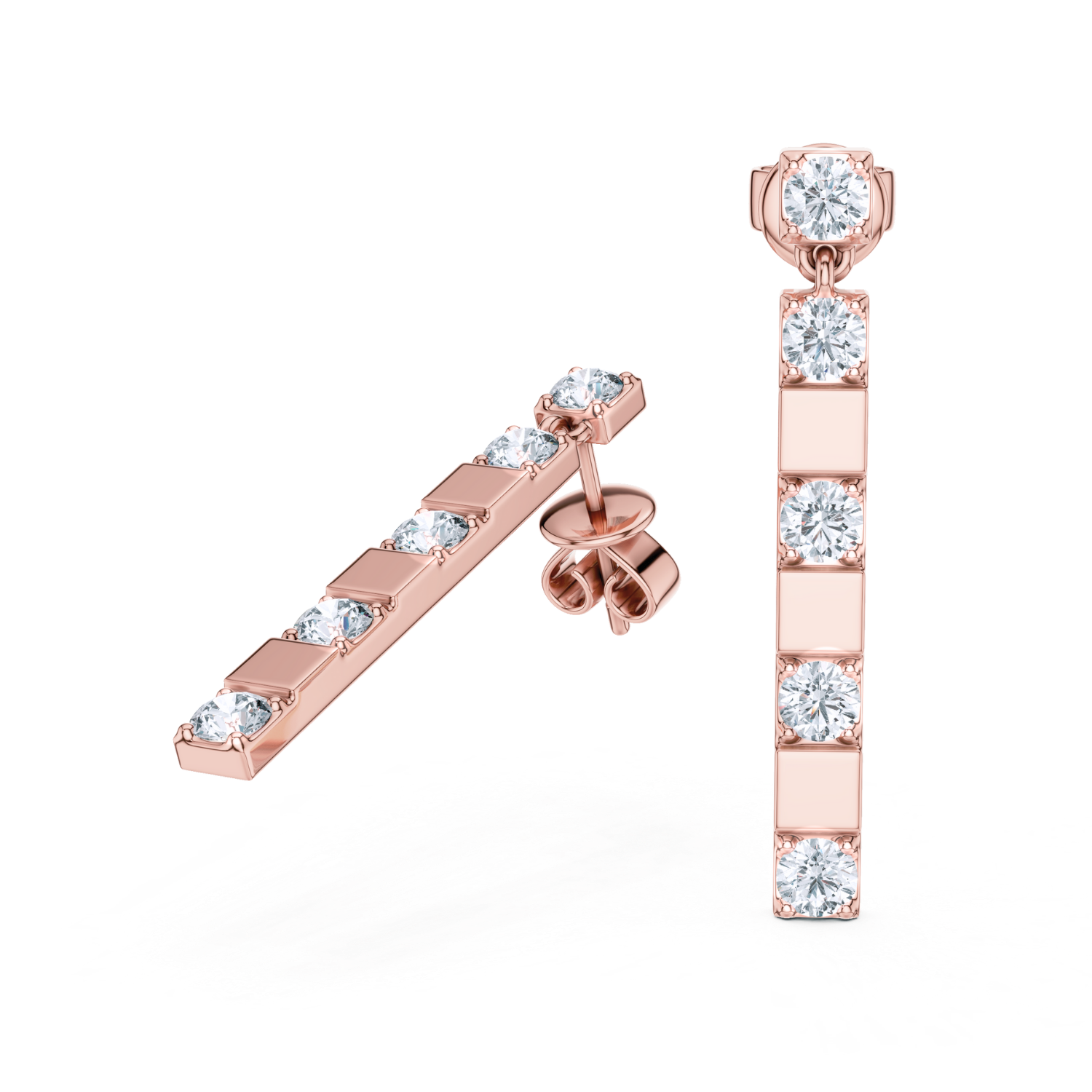 Radiant Linear Diamond Earrings