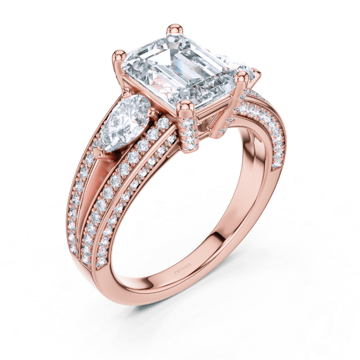 Emerald-Cut Diamond Split-Shank Ring