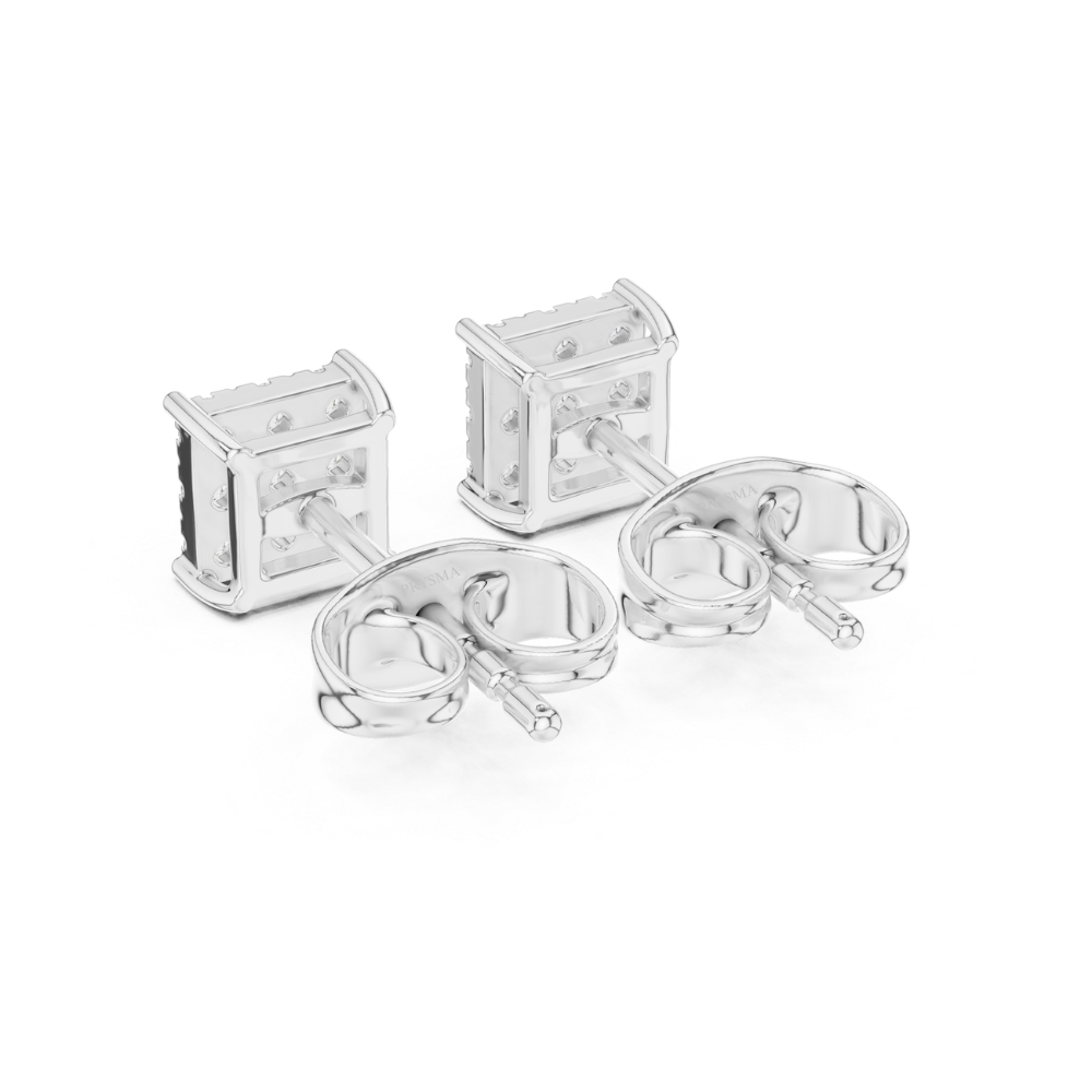 Regal Grid Princess Diamond Stud Earrings